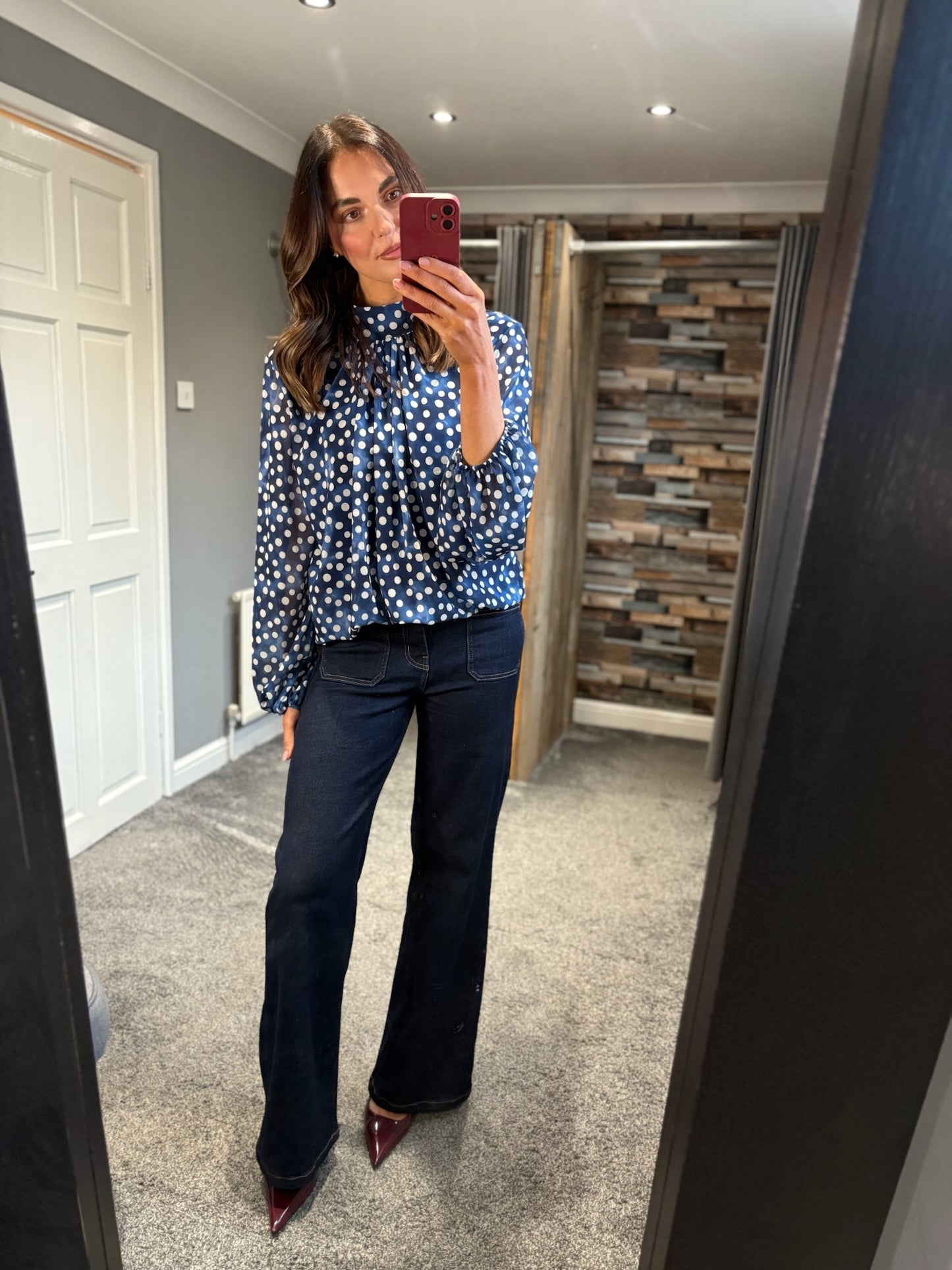 Spotty High Neck Blouse