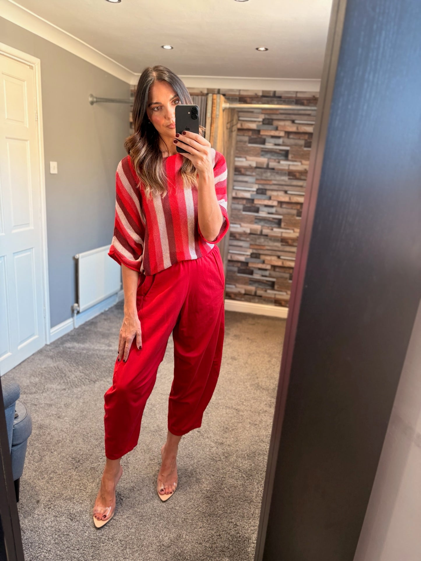 Stripe Fine Knit Drape Top