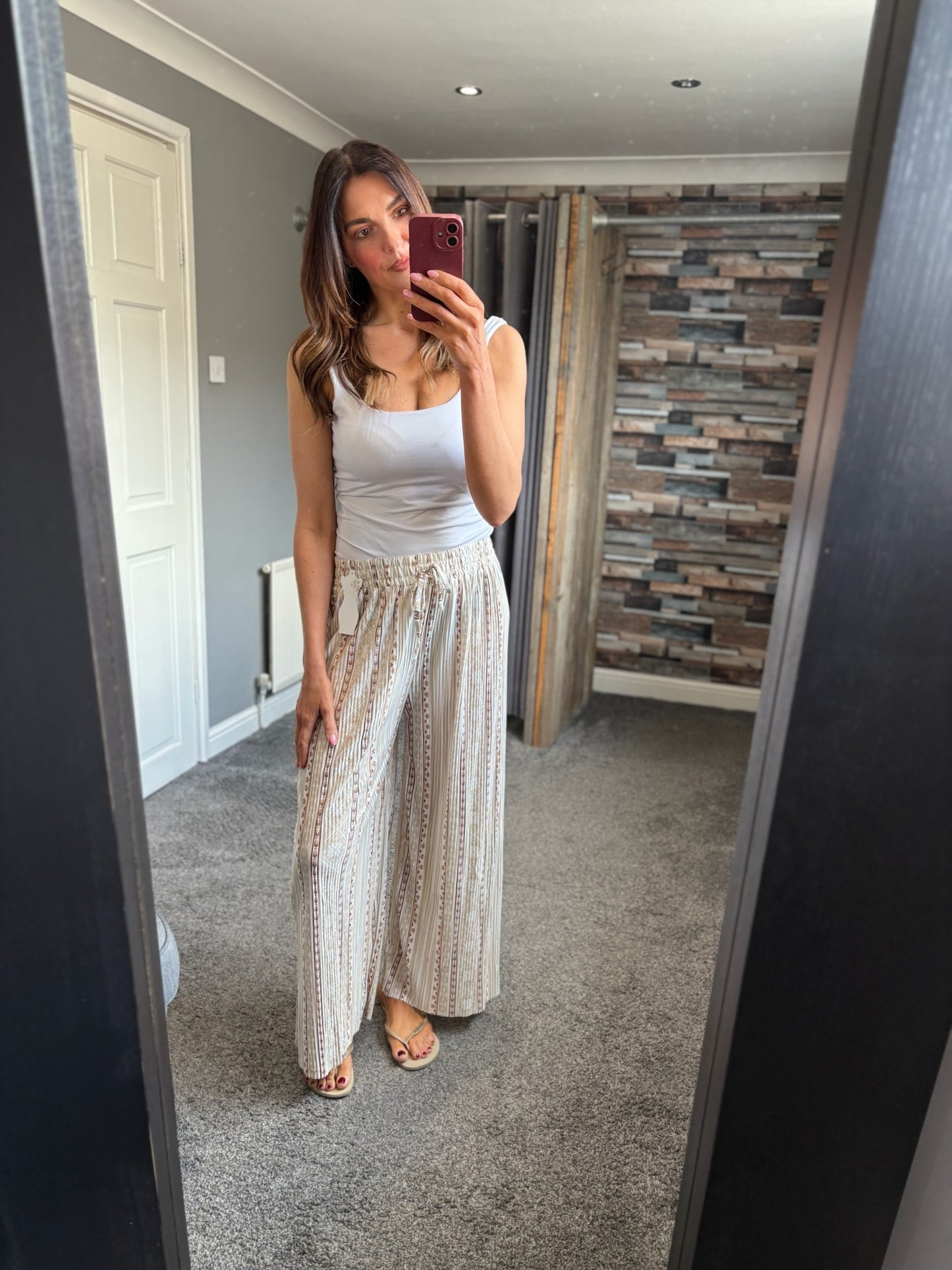 Wide Leg Trousers - Aztec Stripe