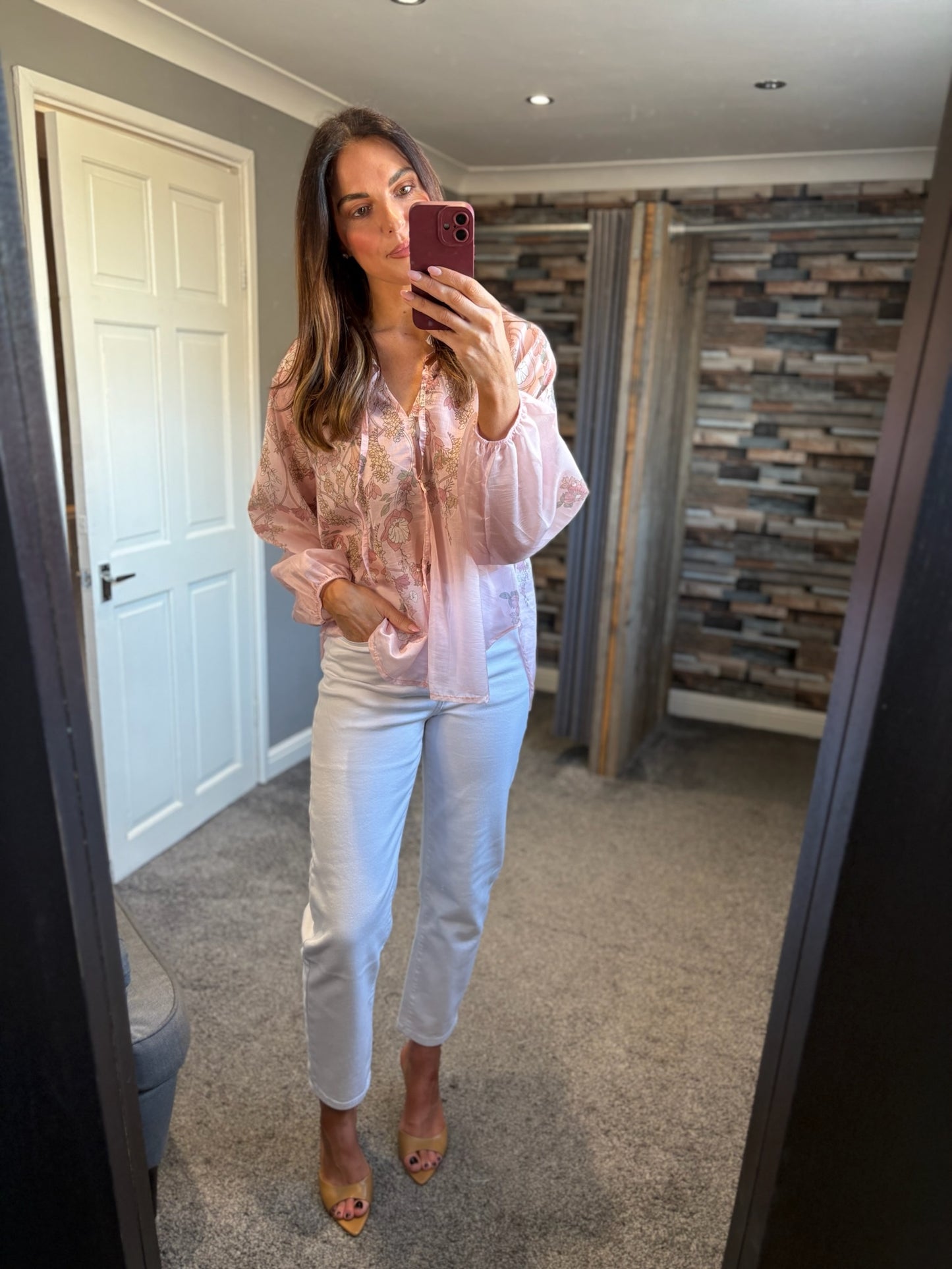 Sheer Floral Tie Shirt