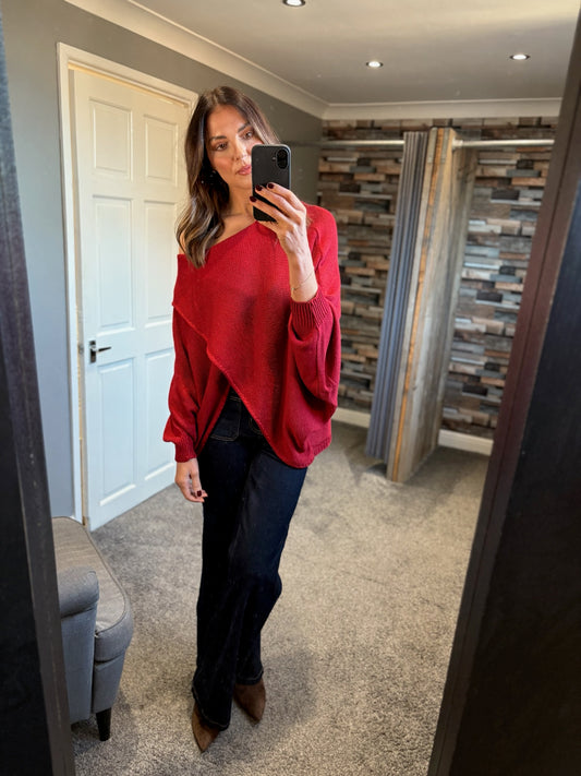 Fine Knit Crossover Jumper