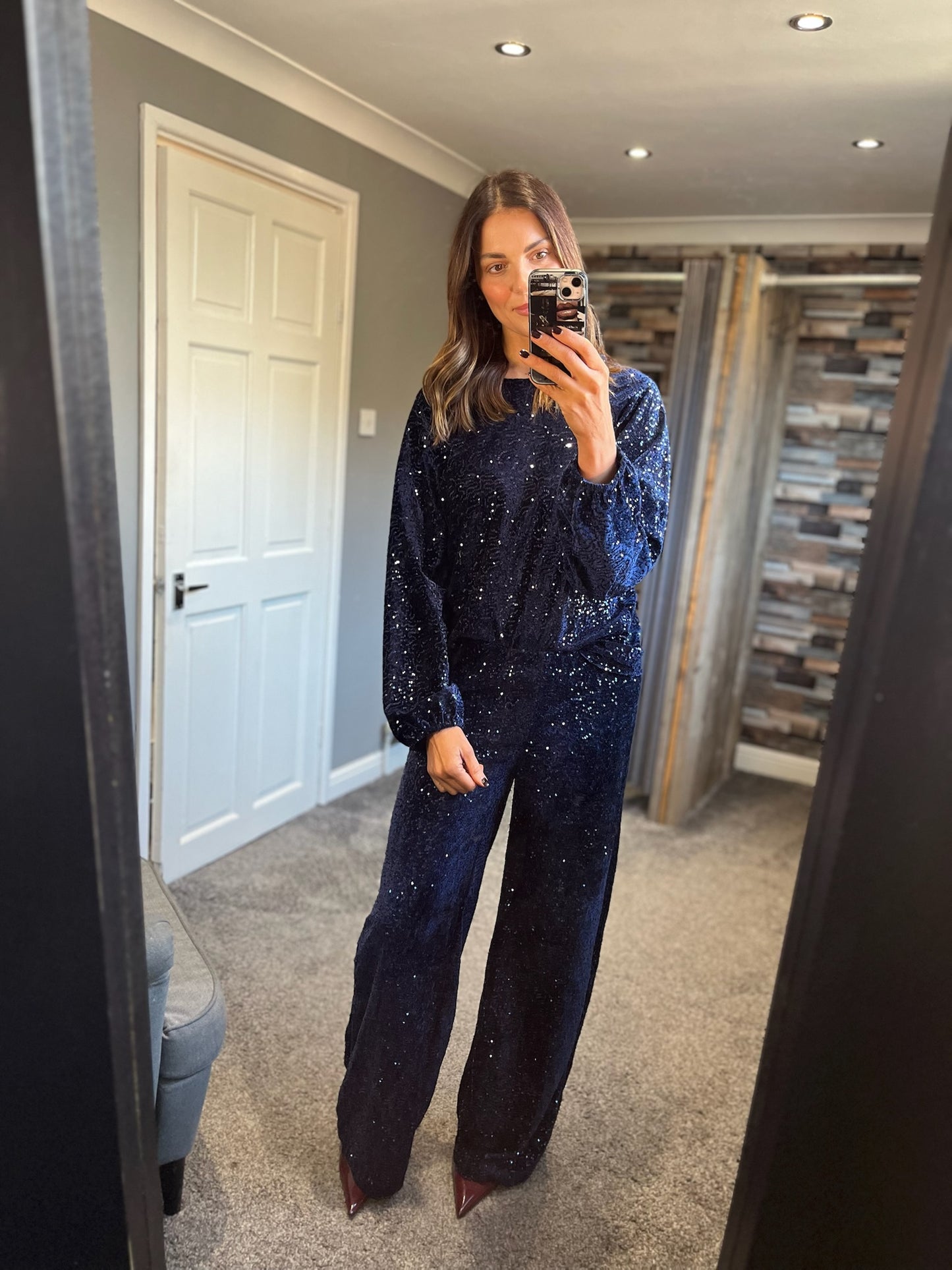 Sequin Wide Leg Trousers