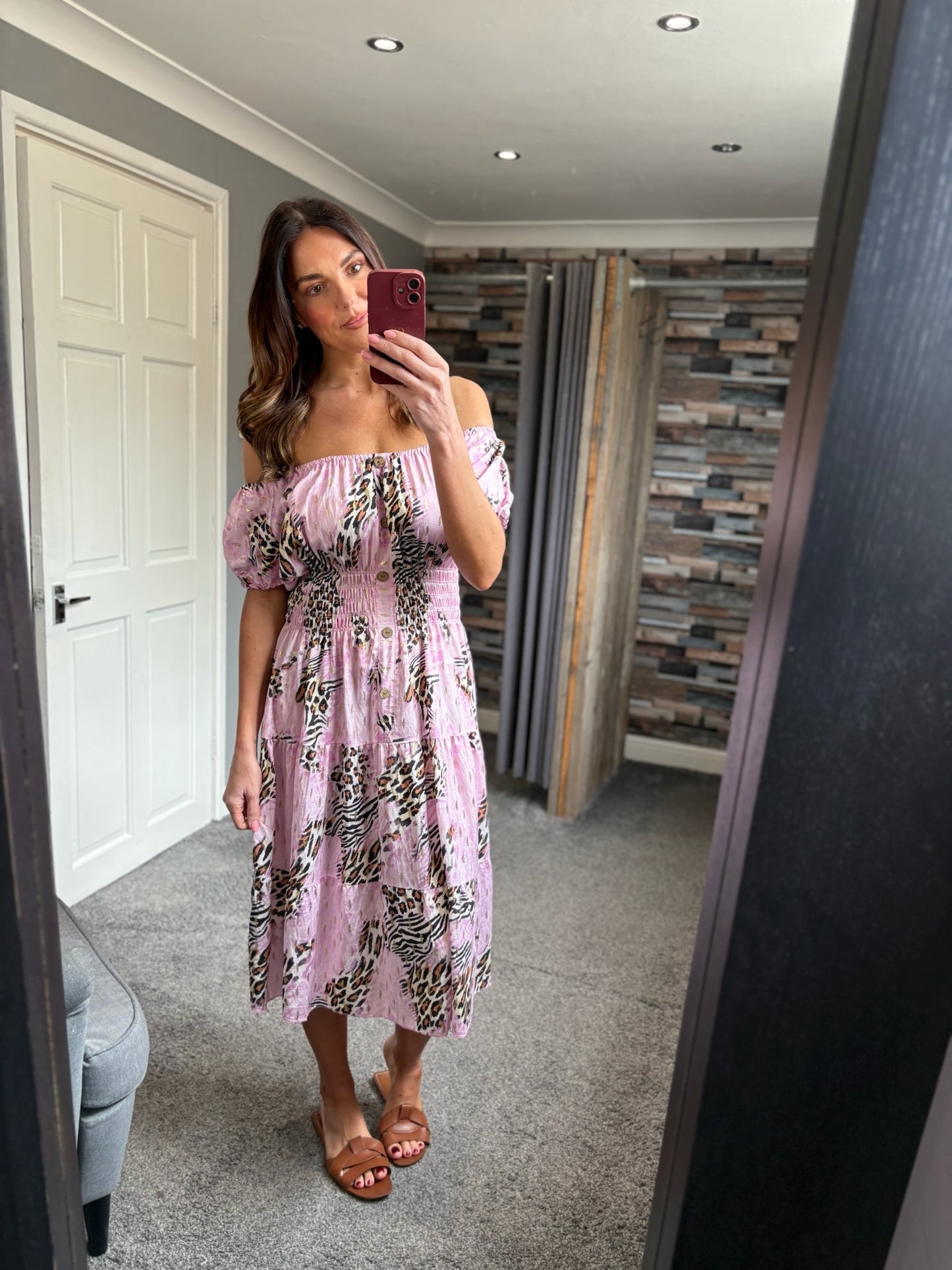 Leopard Brights Bardot Dress