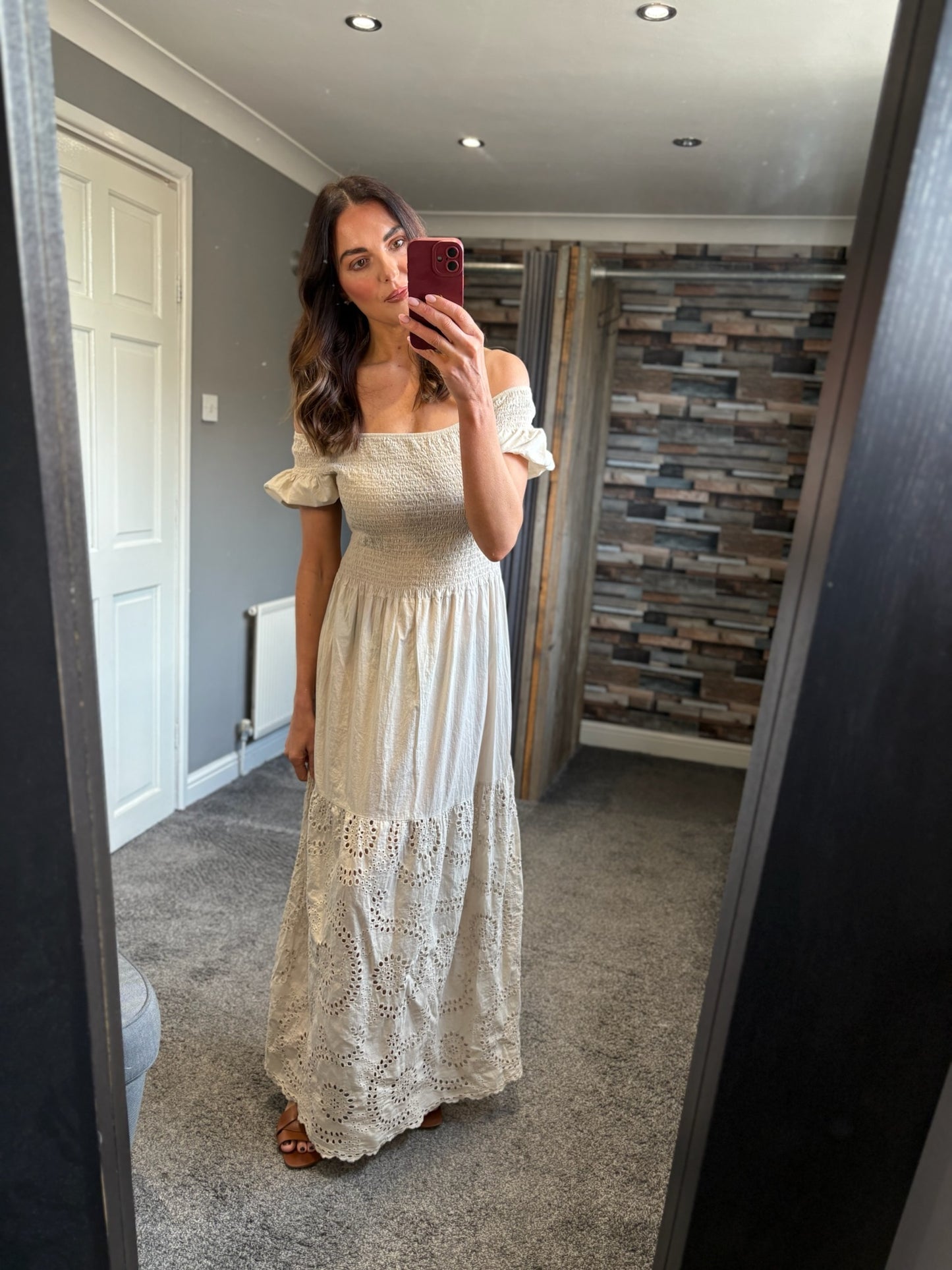 Bardot Shirred Dress