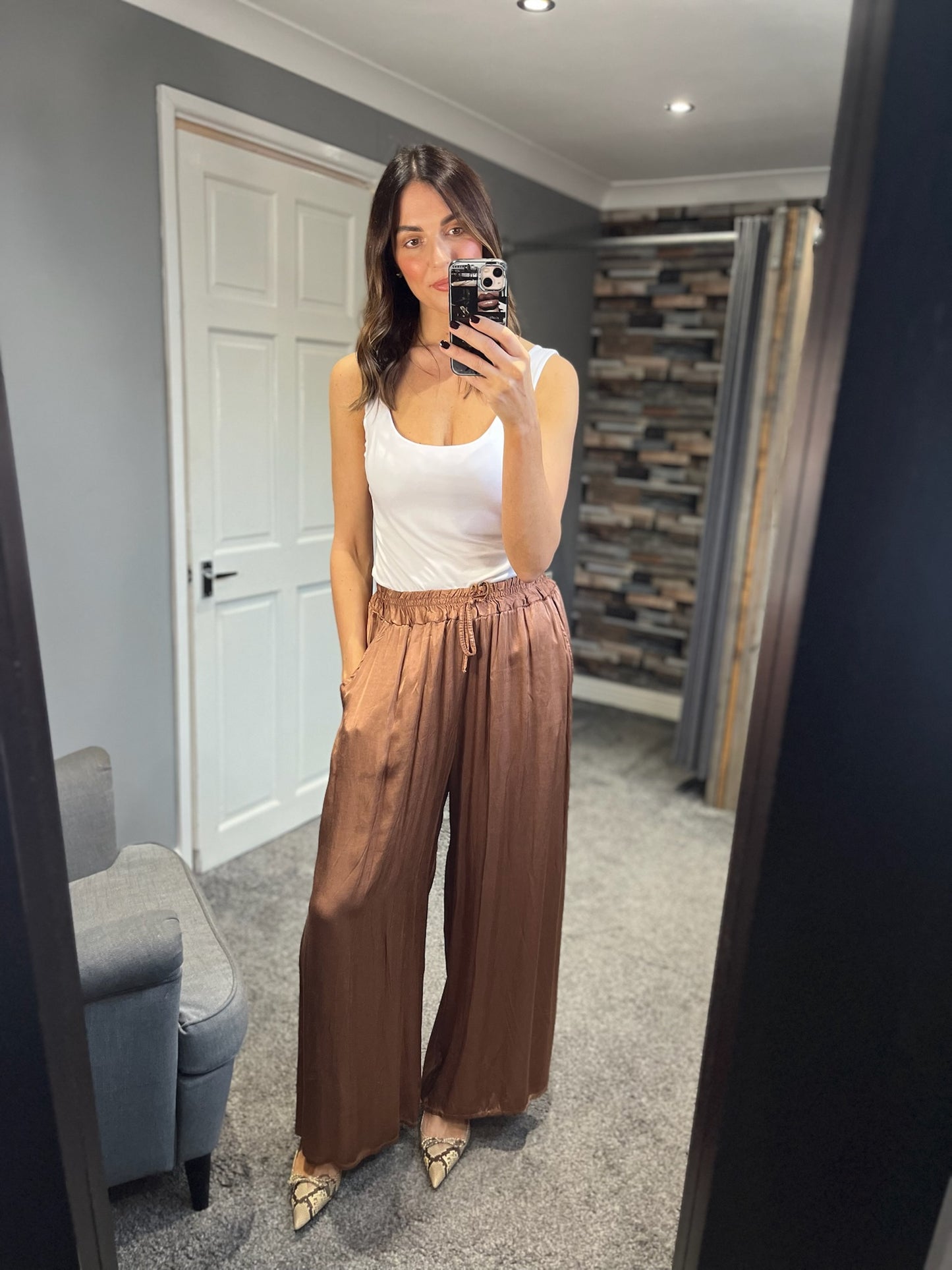 Satin Wide Leg Trousers