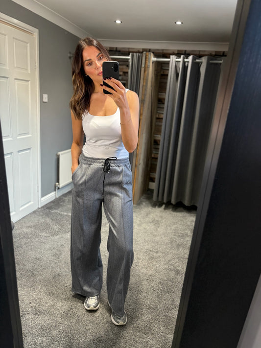Herringbone Wide Leg Trousers