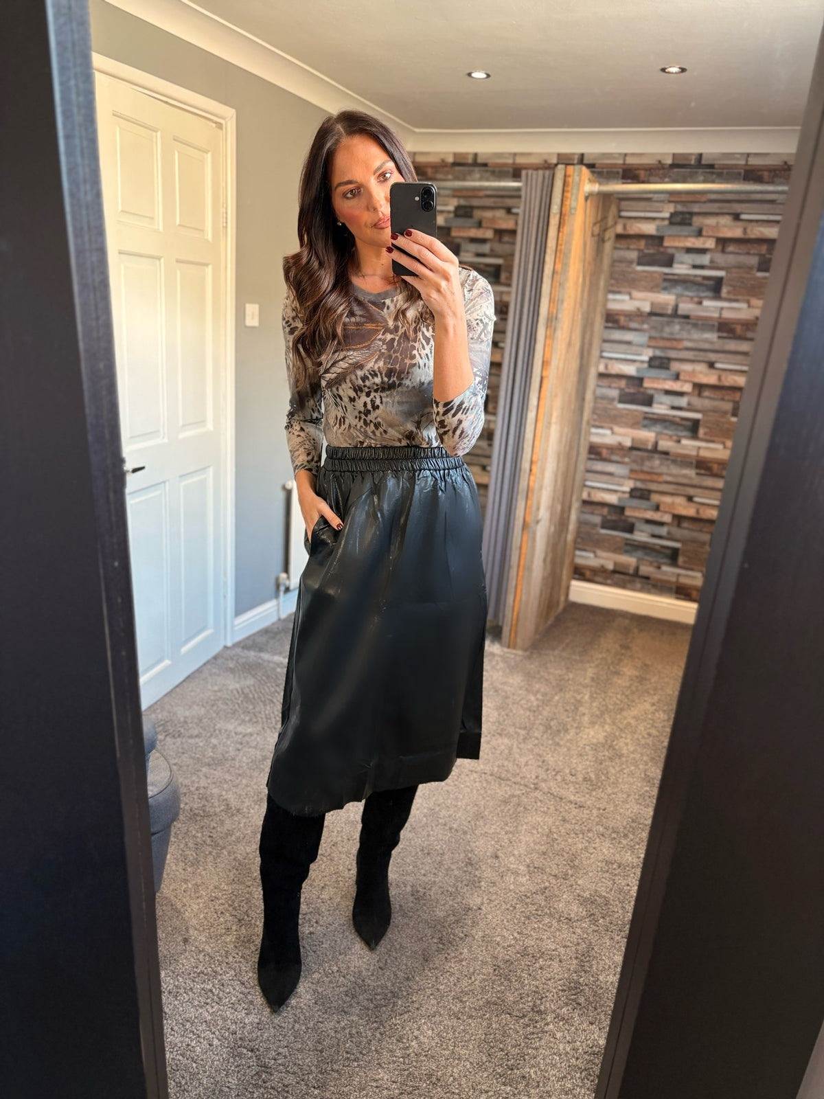 PU Midi Skirt