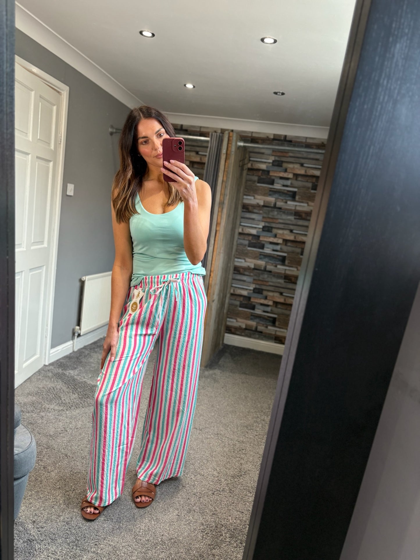 Wide Leg Trousers - Bright Stripe