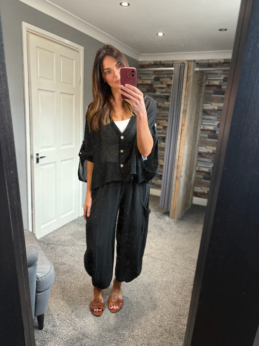Linen Barrel Leg Trouser