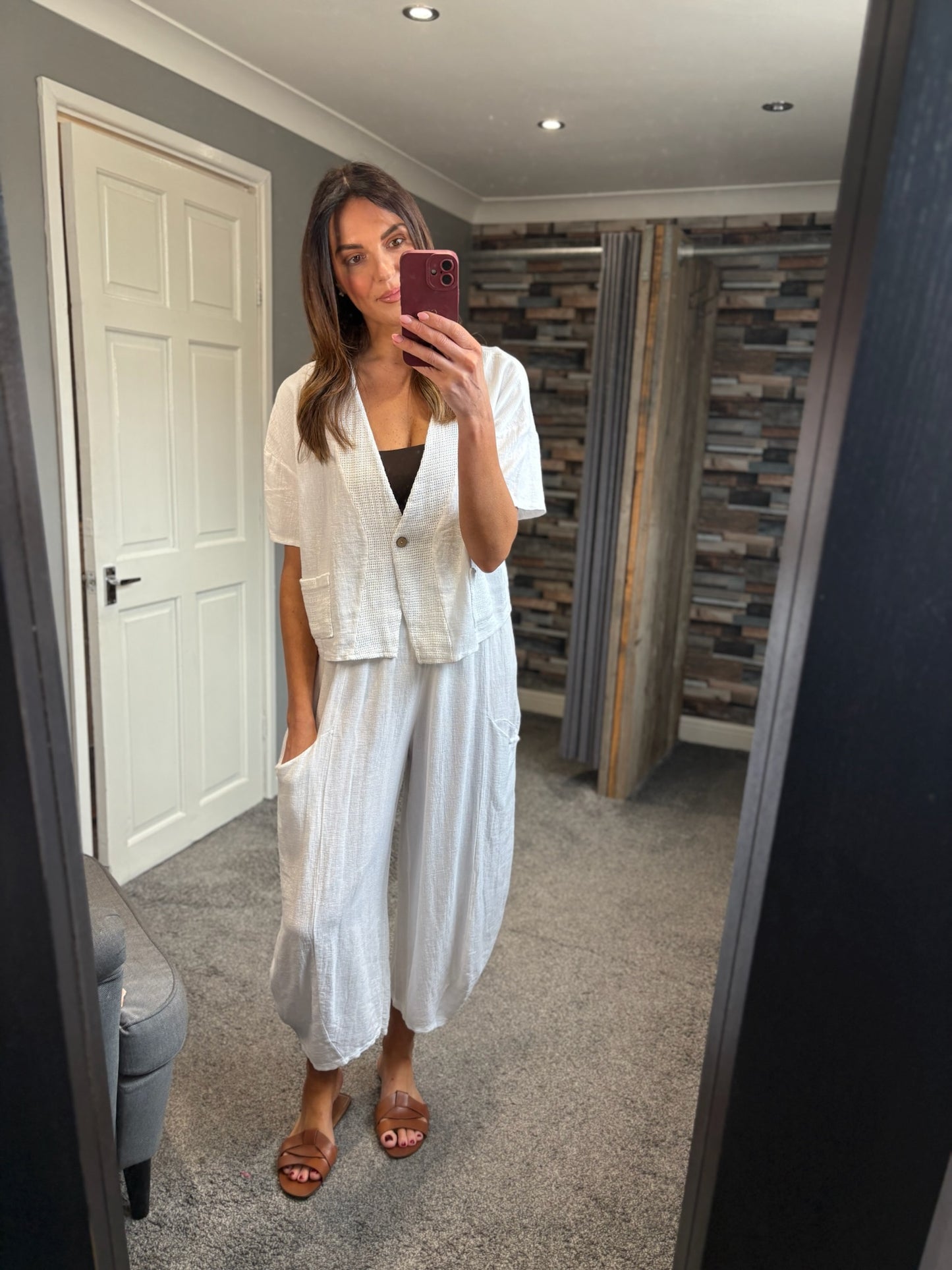 Linen Barrel Leg Trouser