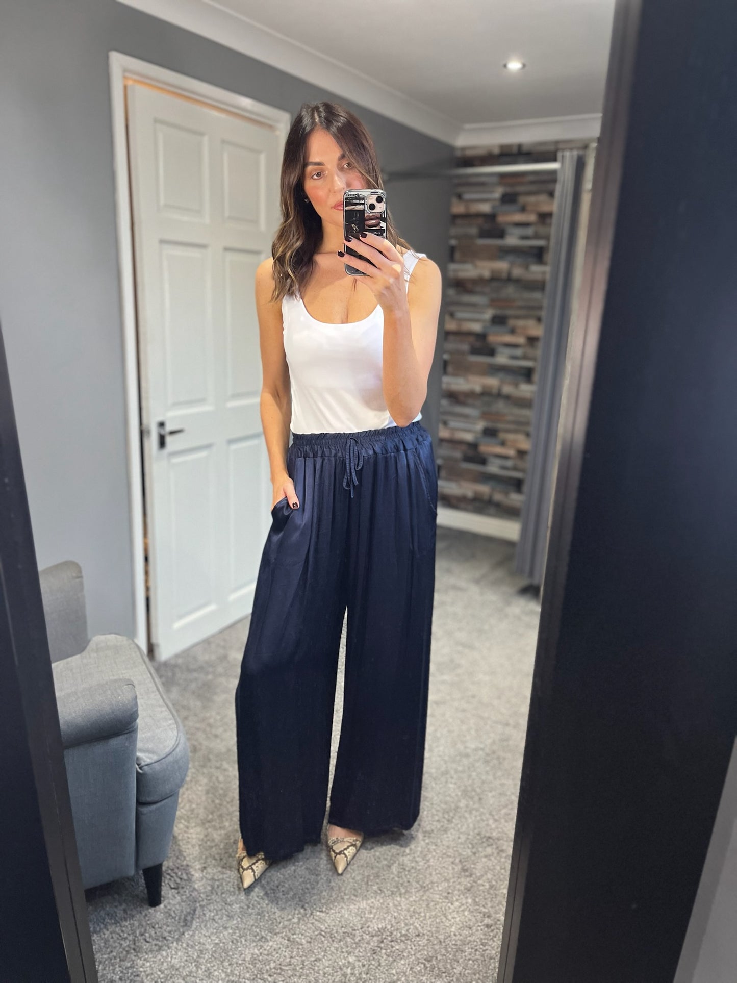 Satin Wide Leg Trousers