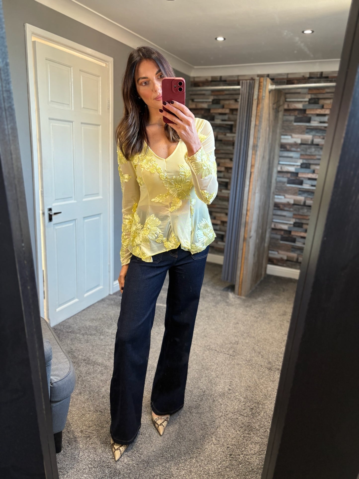 Embroidered Peplum Top