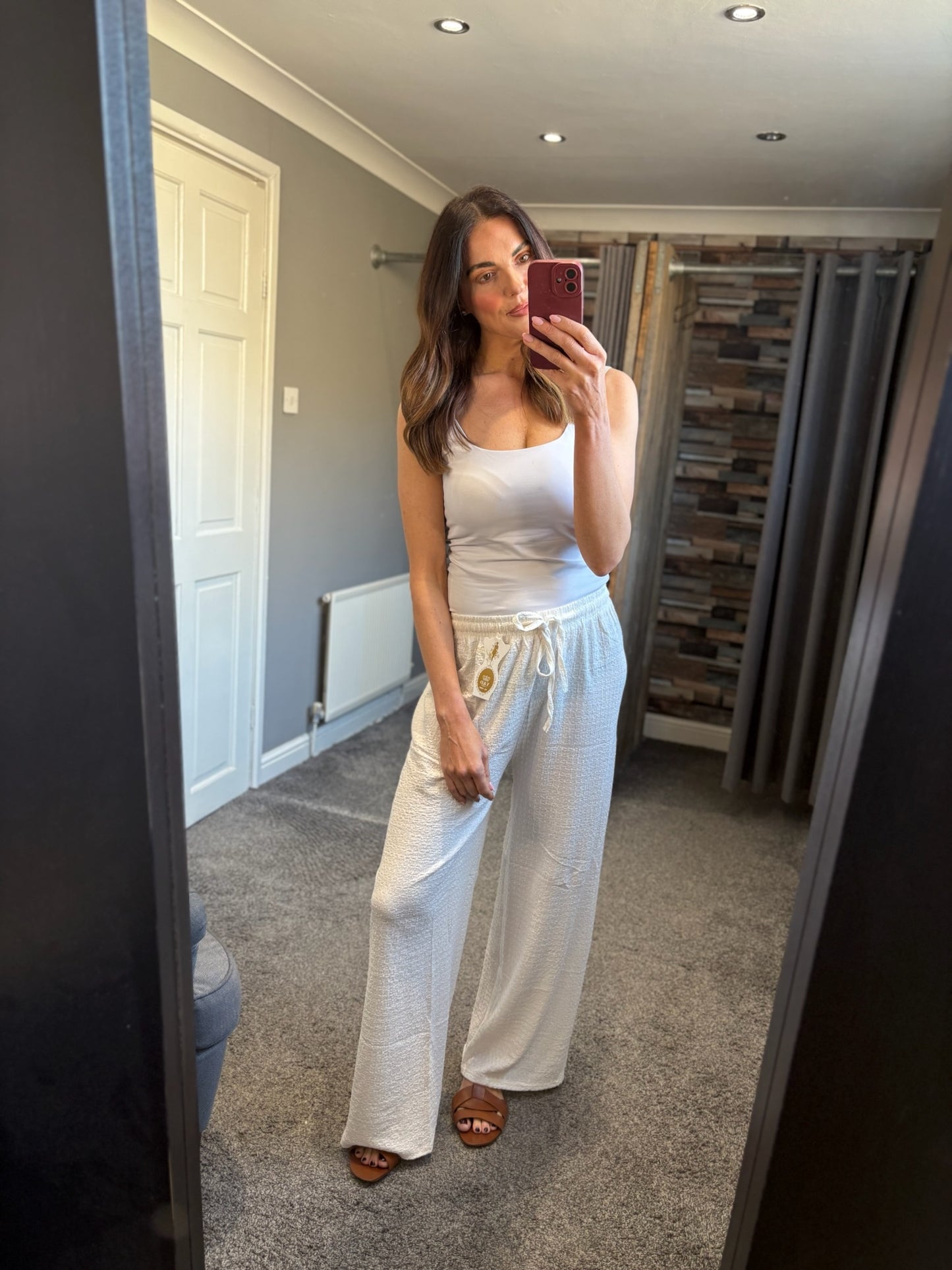 Wide Leg Trousers - Crinkle