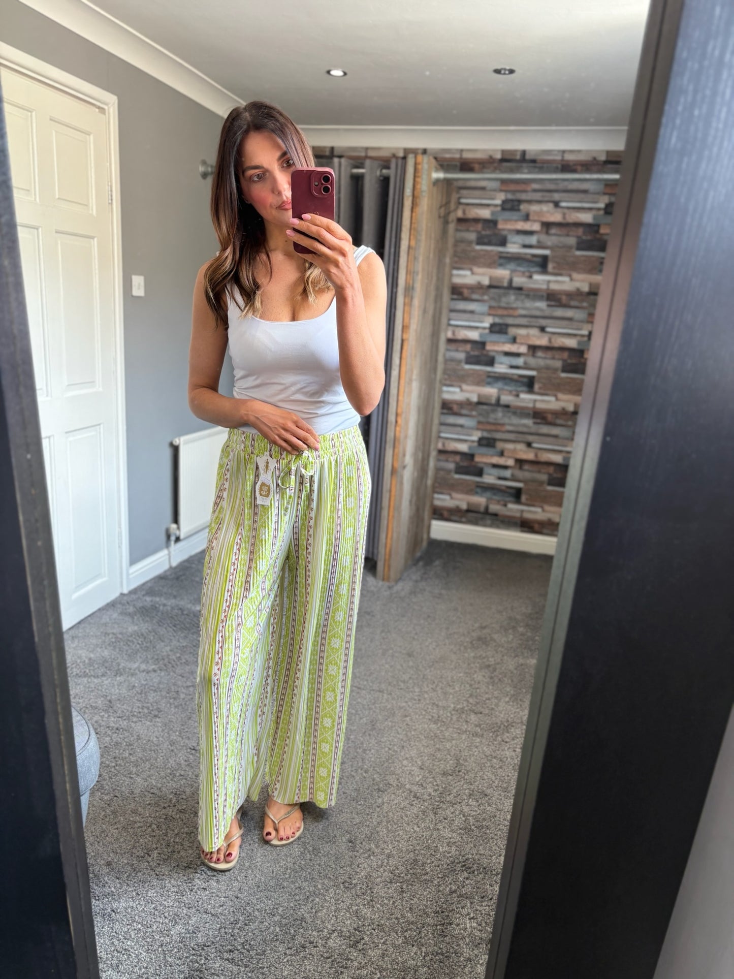 Wide Leg Trousers - Aztec Stripe