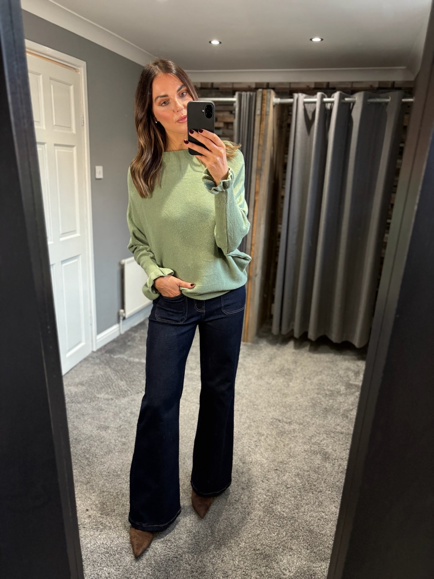 Frill Sleeve Drape Jumper