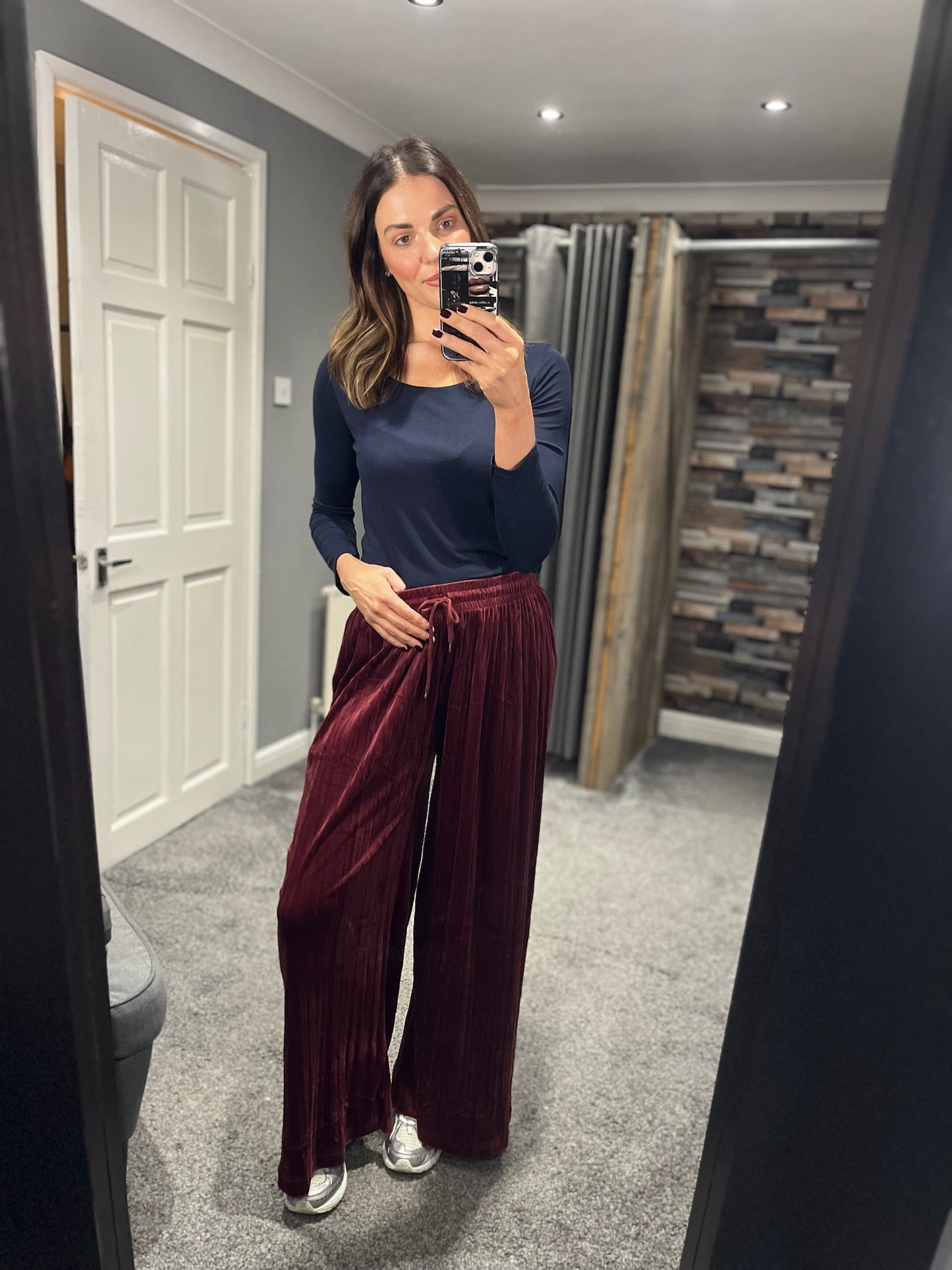 Velvet Wide Leg Trousers