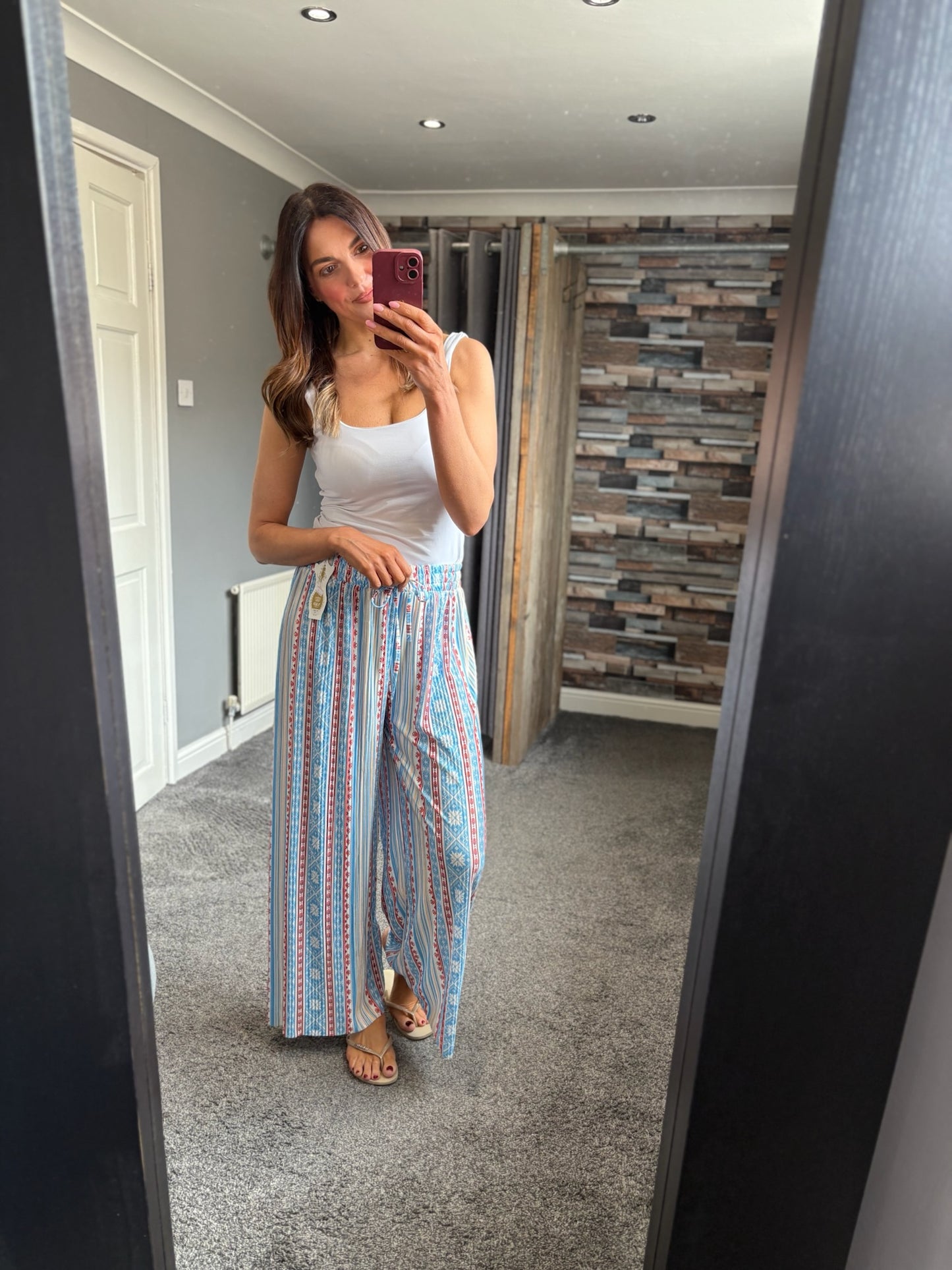 Wide Leg Trousers - Aztec Stripe