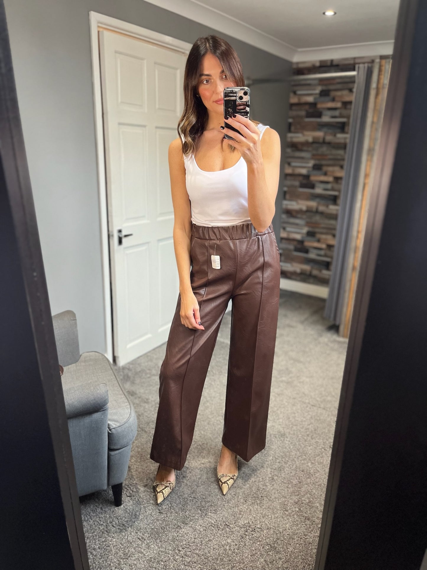 PU Wide Leg Trousers