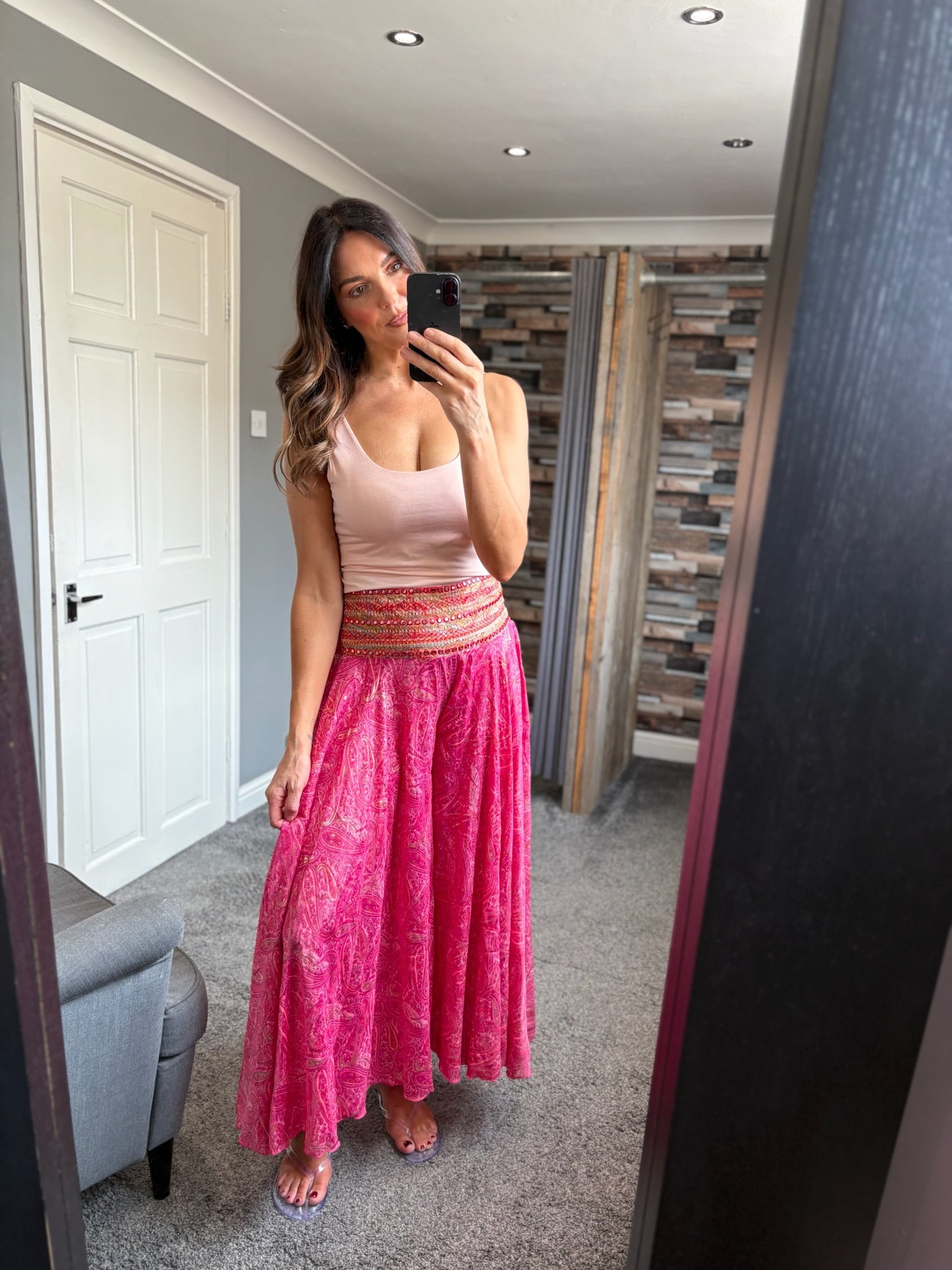 Silky Print Palazzo Trousers