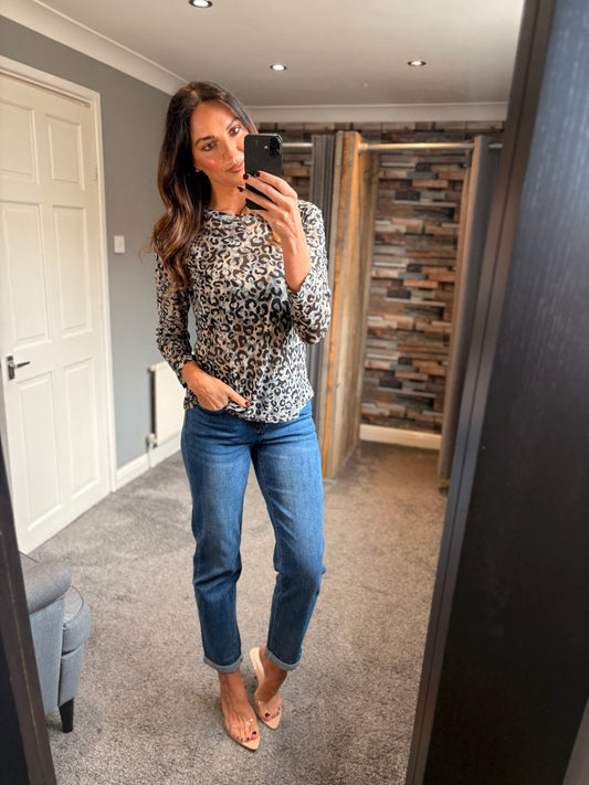 Leopard Mesh Top