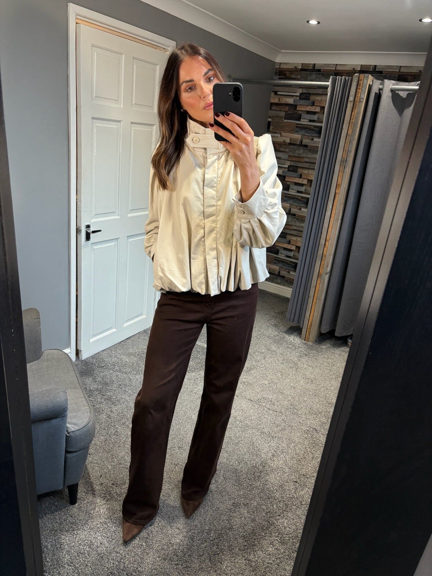 PU Bubble Hem Jacket