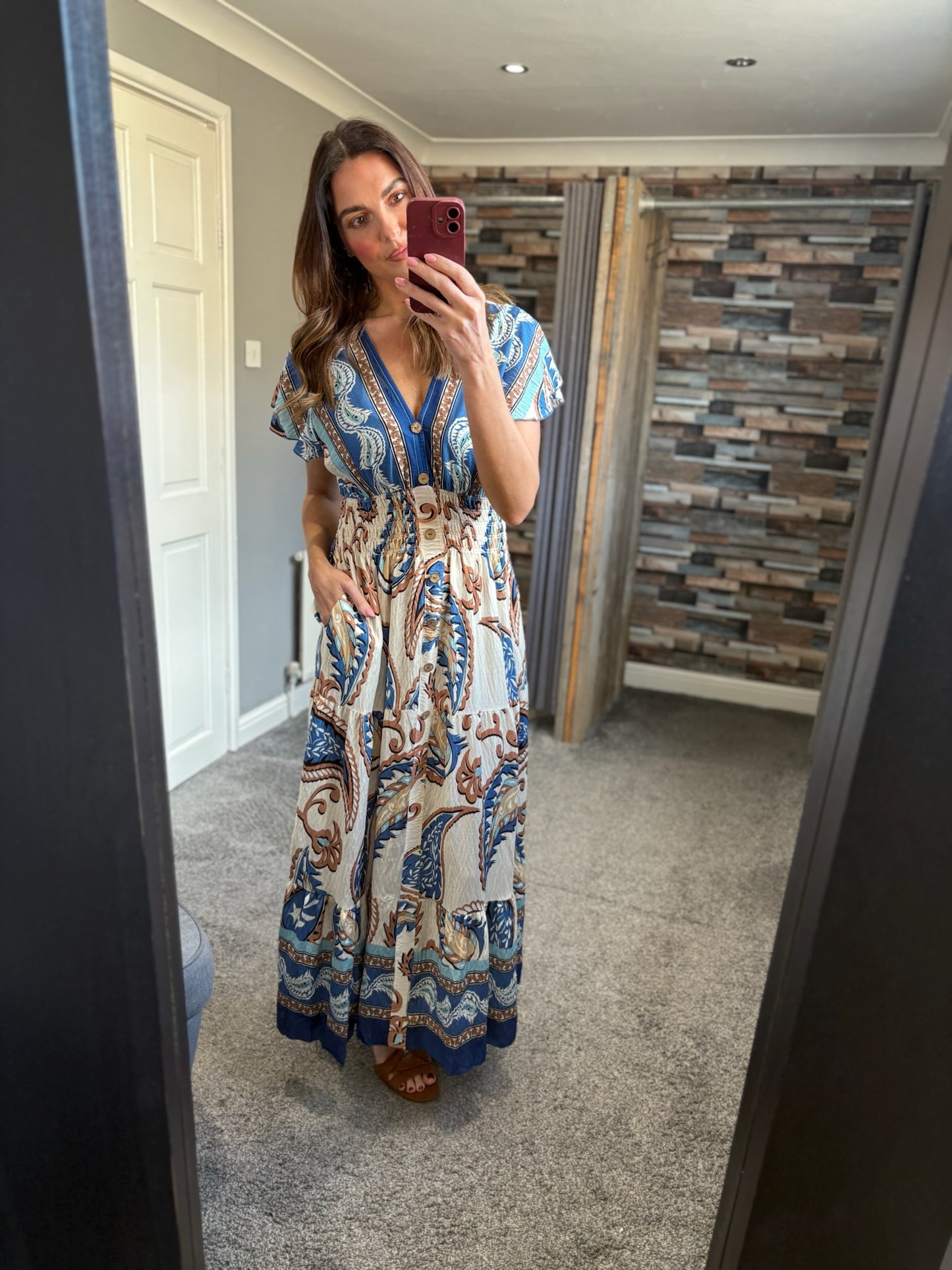 Paisley V Neck Maxi Dress