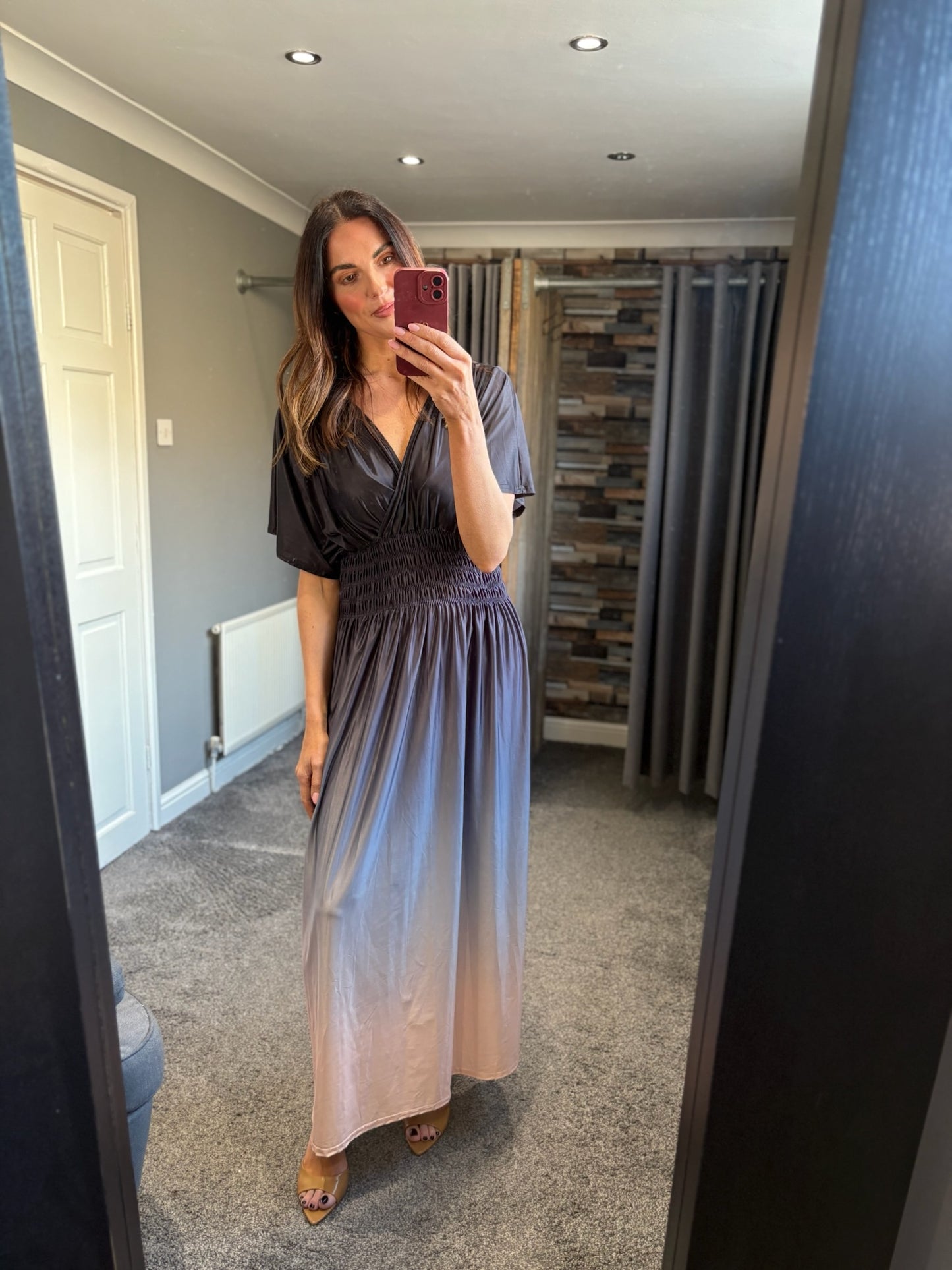 Ombre Crossover Slinky Maxi Dress