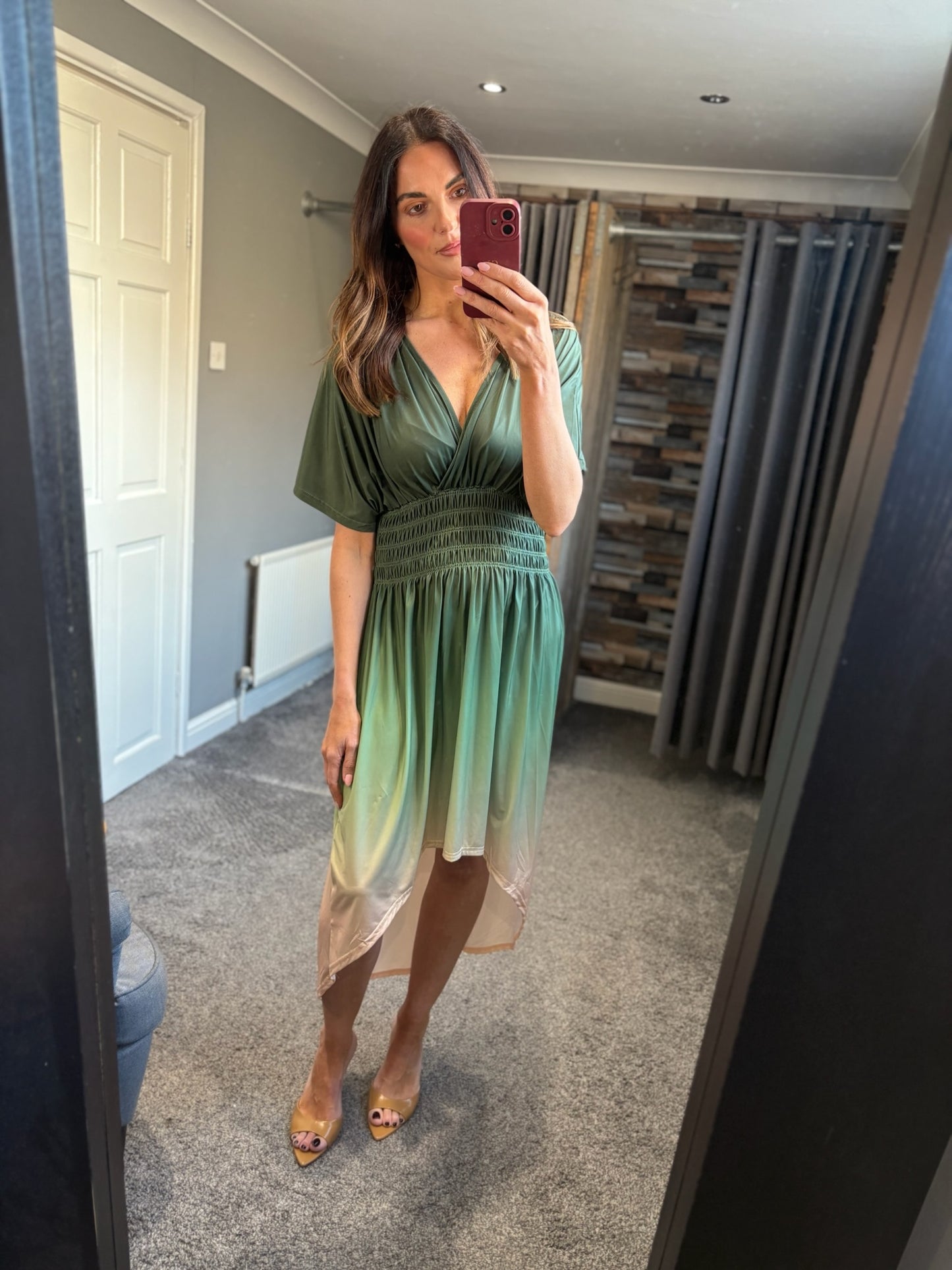 Ombre Crossover Slinky HiLo Dress