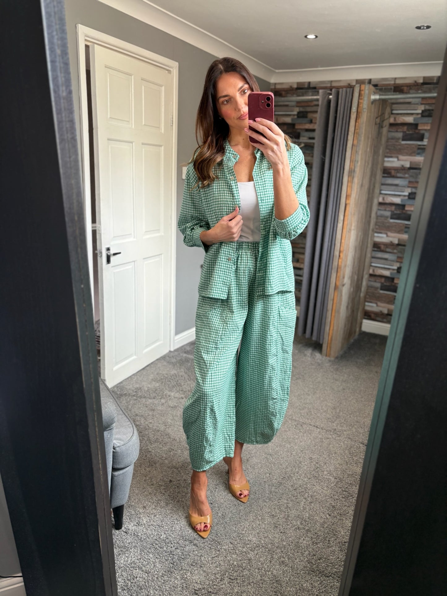 Gingham Barrel Trousers