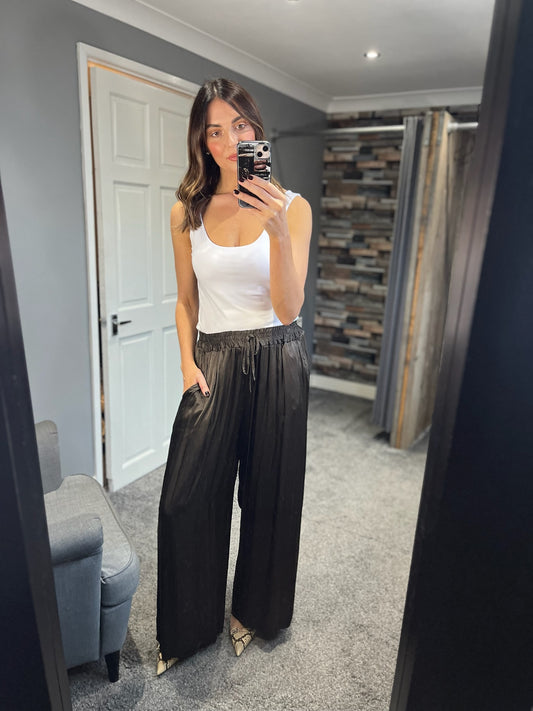 Satin Wide Leg Trousers