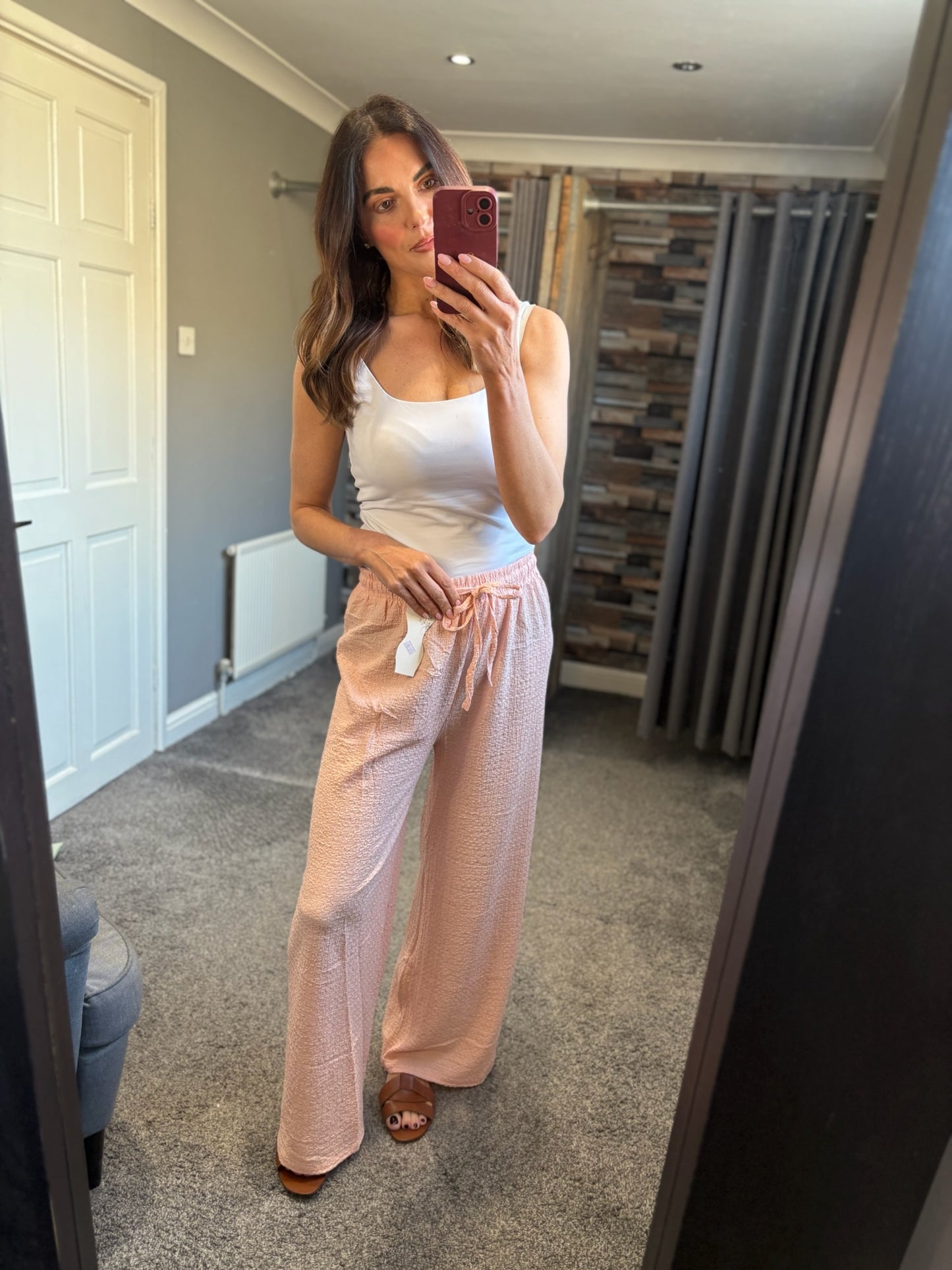 Wide Leg Trousers - Crinkle
