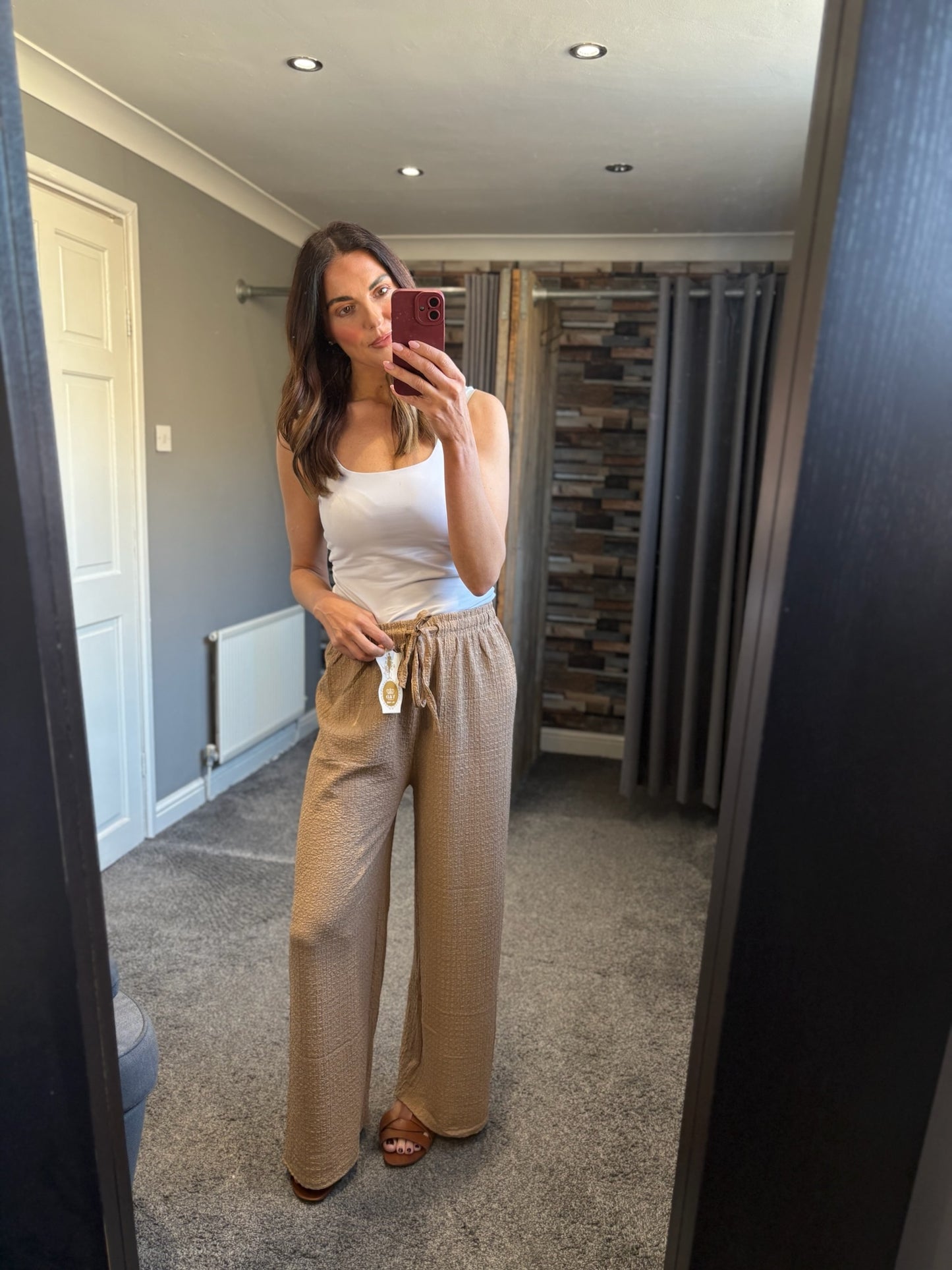 Wide Leg Trousers - Crinkle