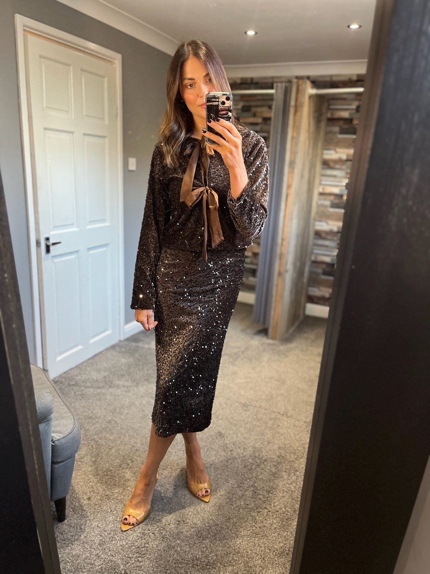 Sequin Skirt Co-ord - Chocolate