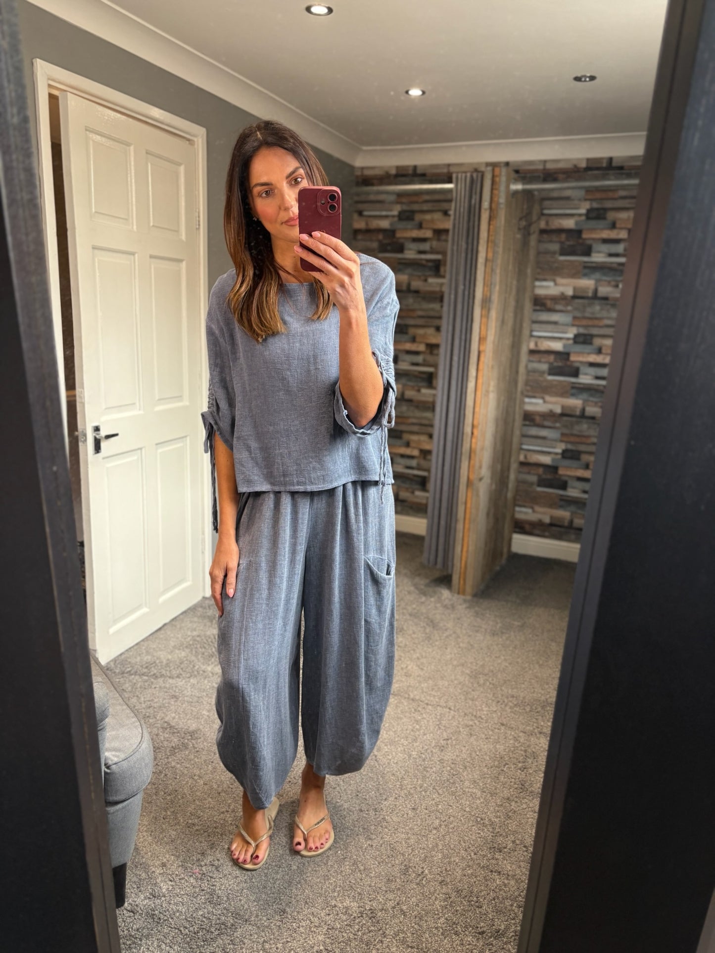 Linen Barrel Leg Trouser