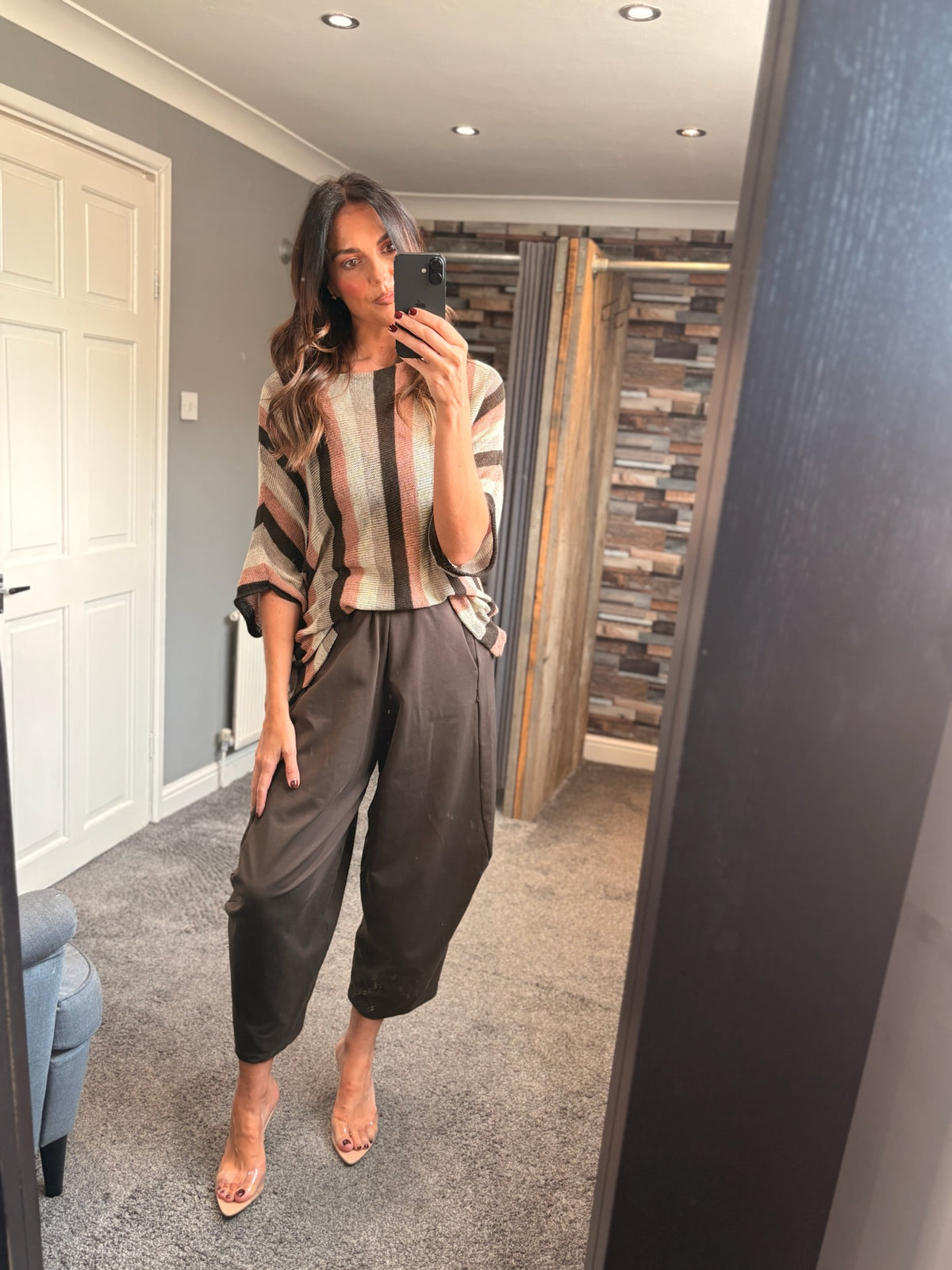 Stripe Fine Knit Drape Top