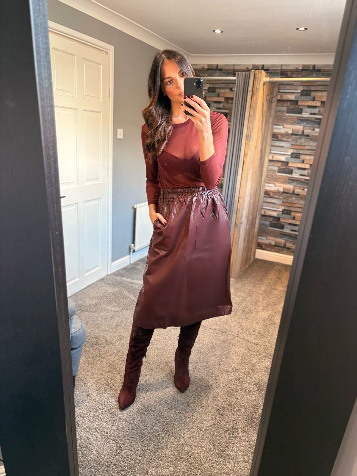 PU Midi Skirt
