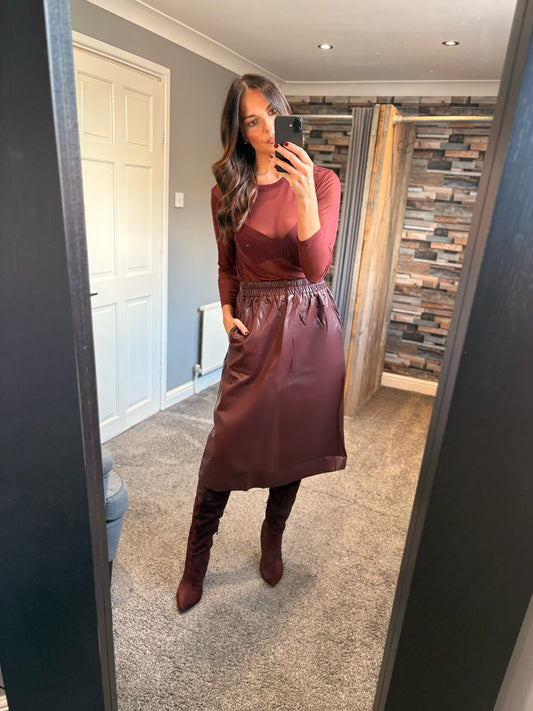 PU Midi Skirt