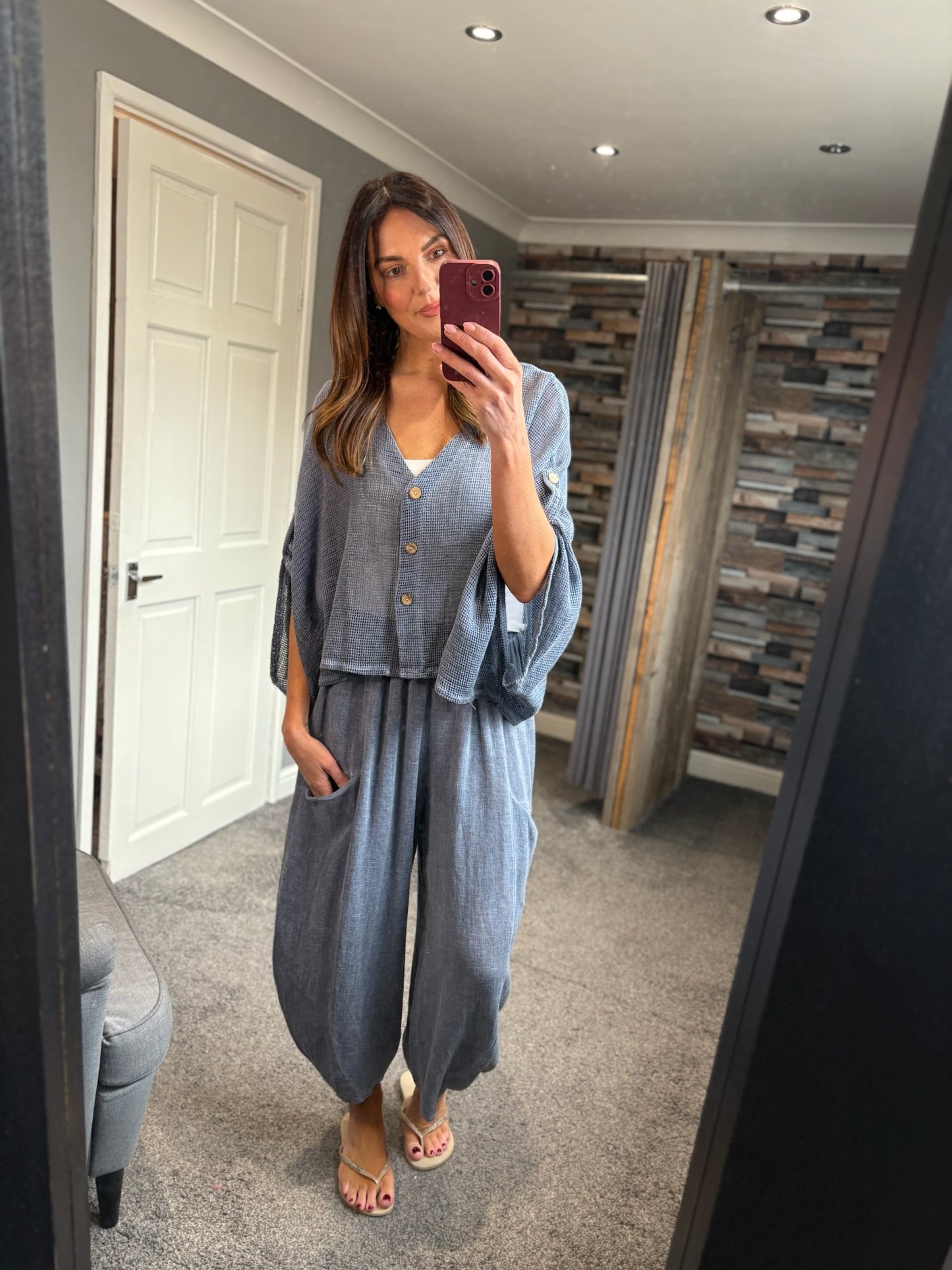 Linen Waffle Slouch Cardi