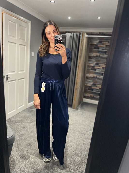 Velvet Wide Leg Trousers