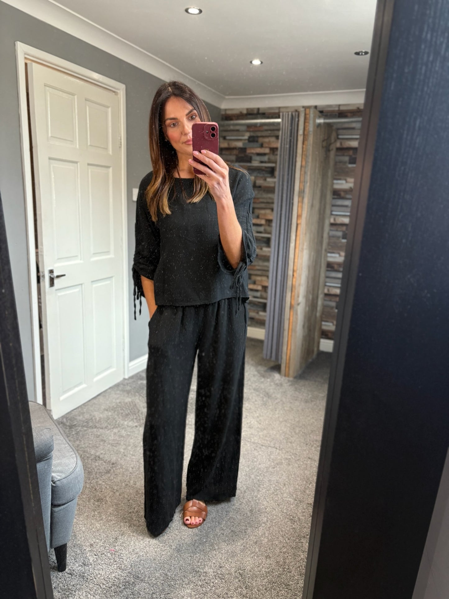 Linen Ruched Sleeve Top