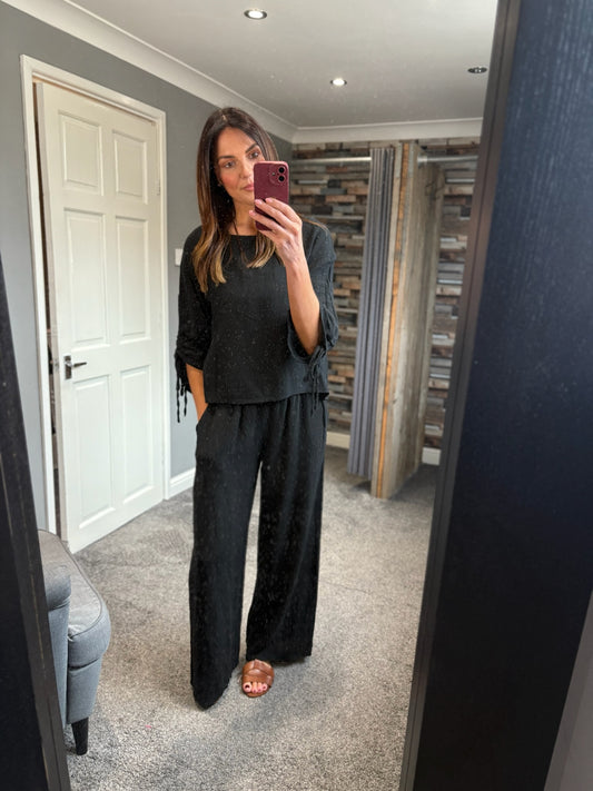 Linen Ruched Sleeve Top