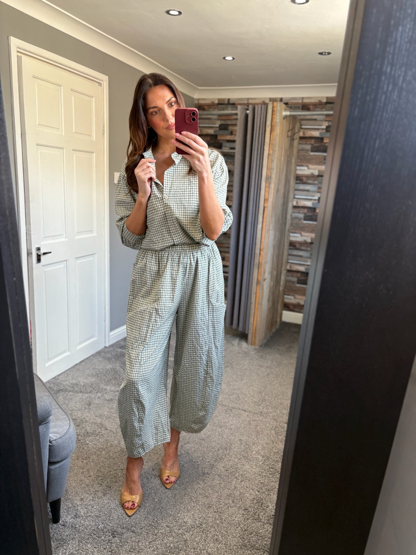 Gingham Barrel Trousers