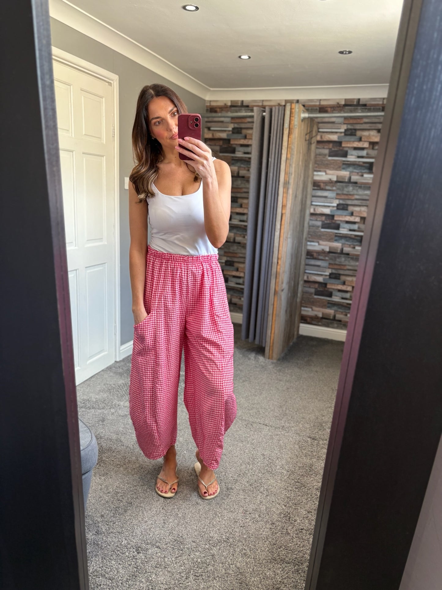 Gingham Barrel Trousers