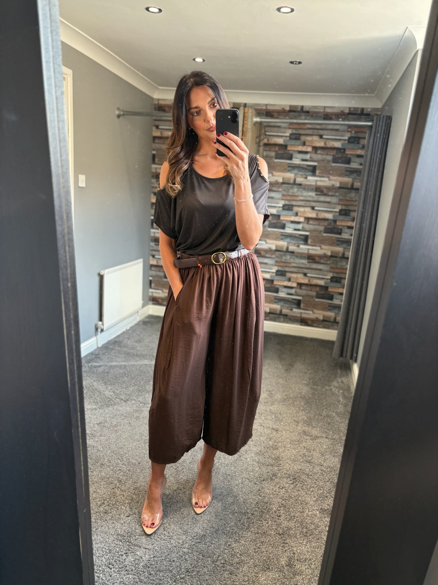 Belted Wide Leg Crop Trouser