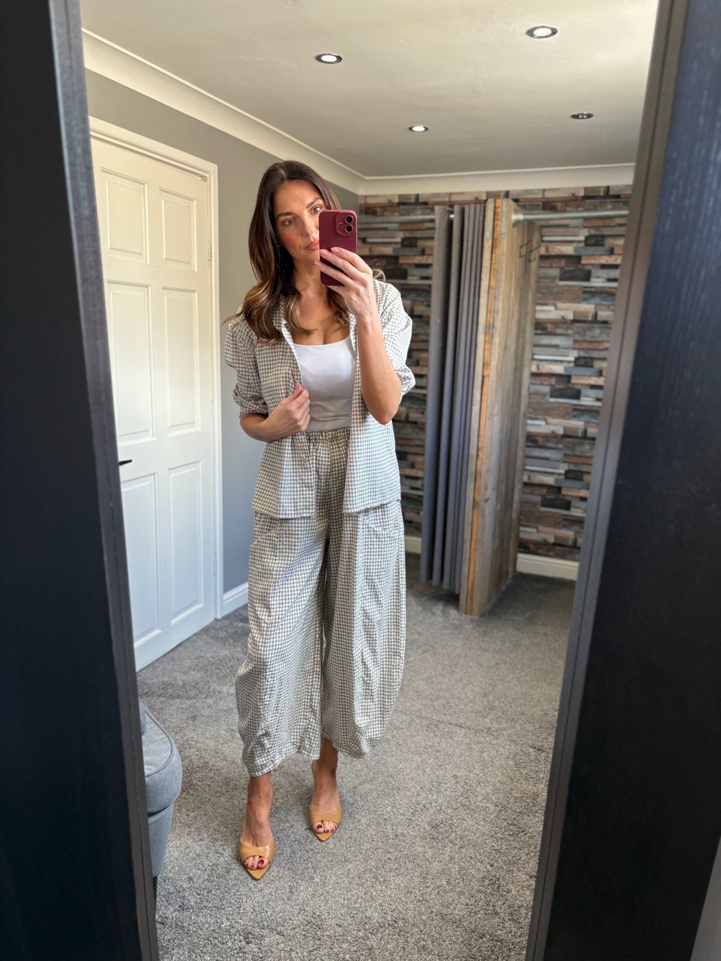 Gingham Barrel Trousers