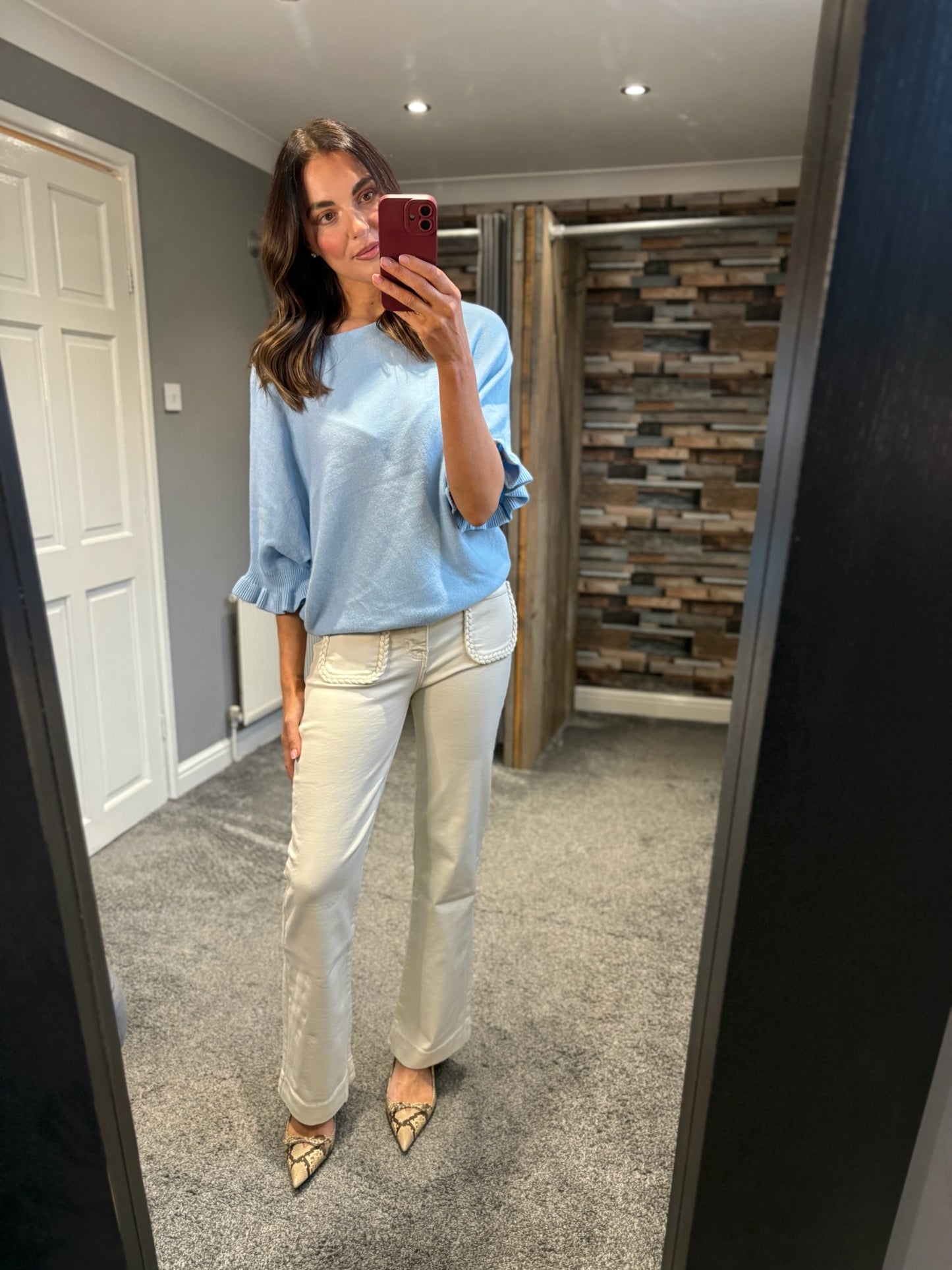 Pastel Frill Sleeve Drape Jumper