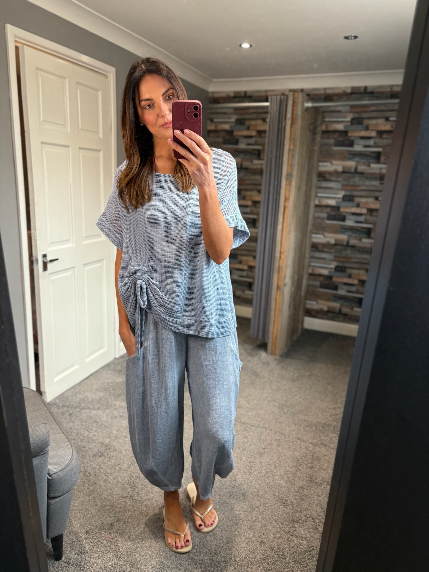 Linen Barrel Leg Trouser