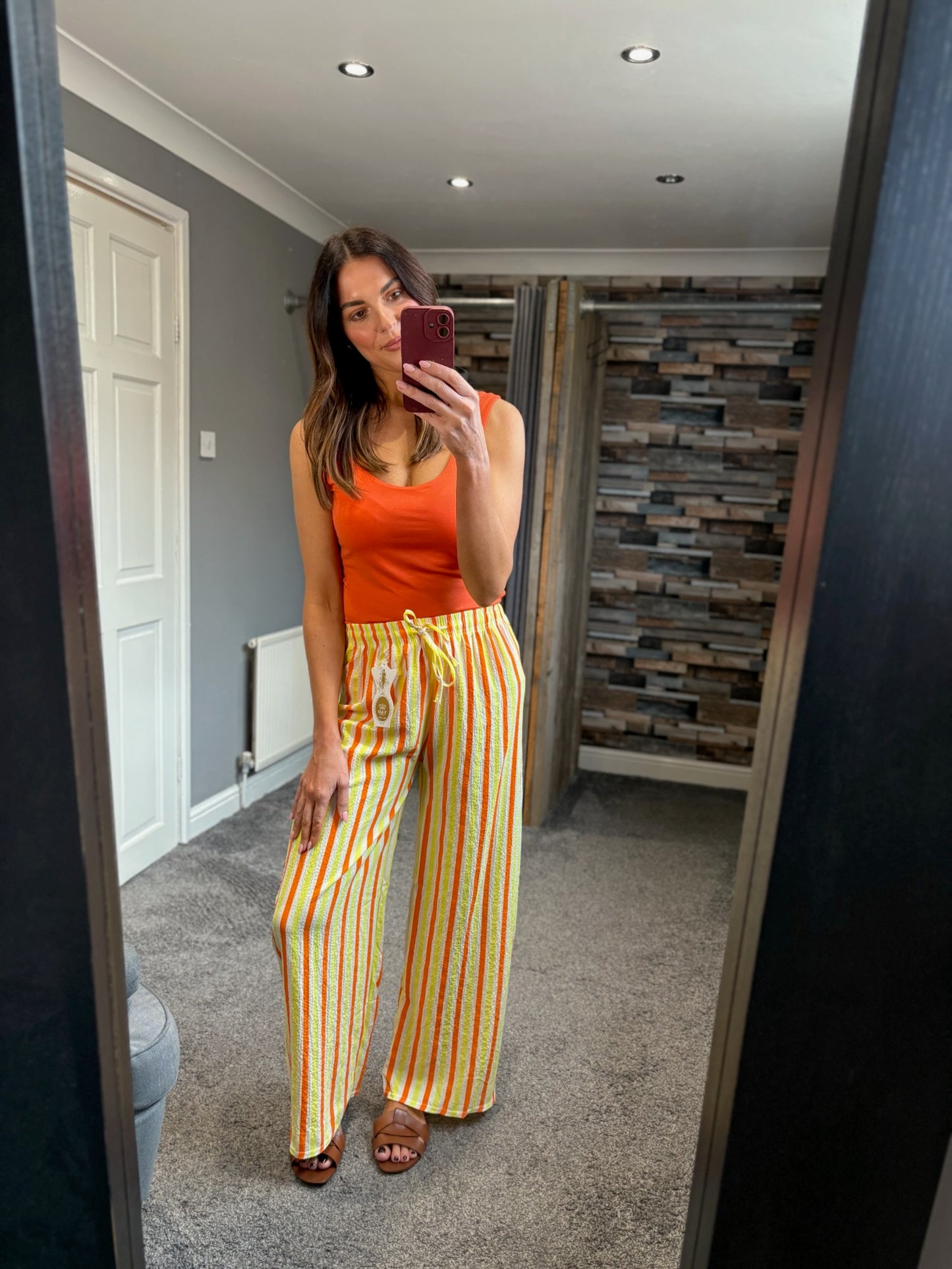 Wide Leg Trousers - Bright Stripe