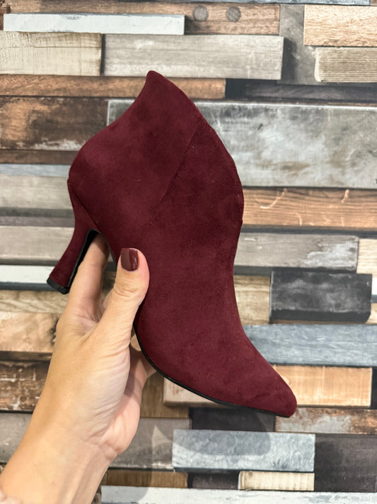 Suede Ankle Boots - Wine