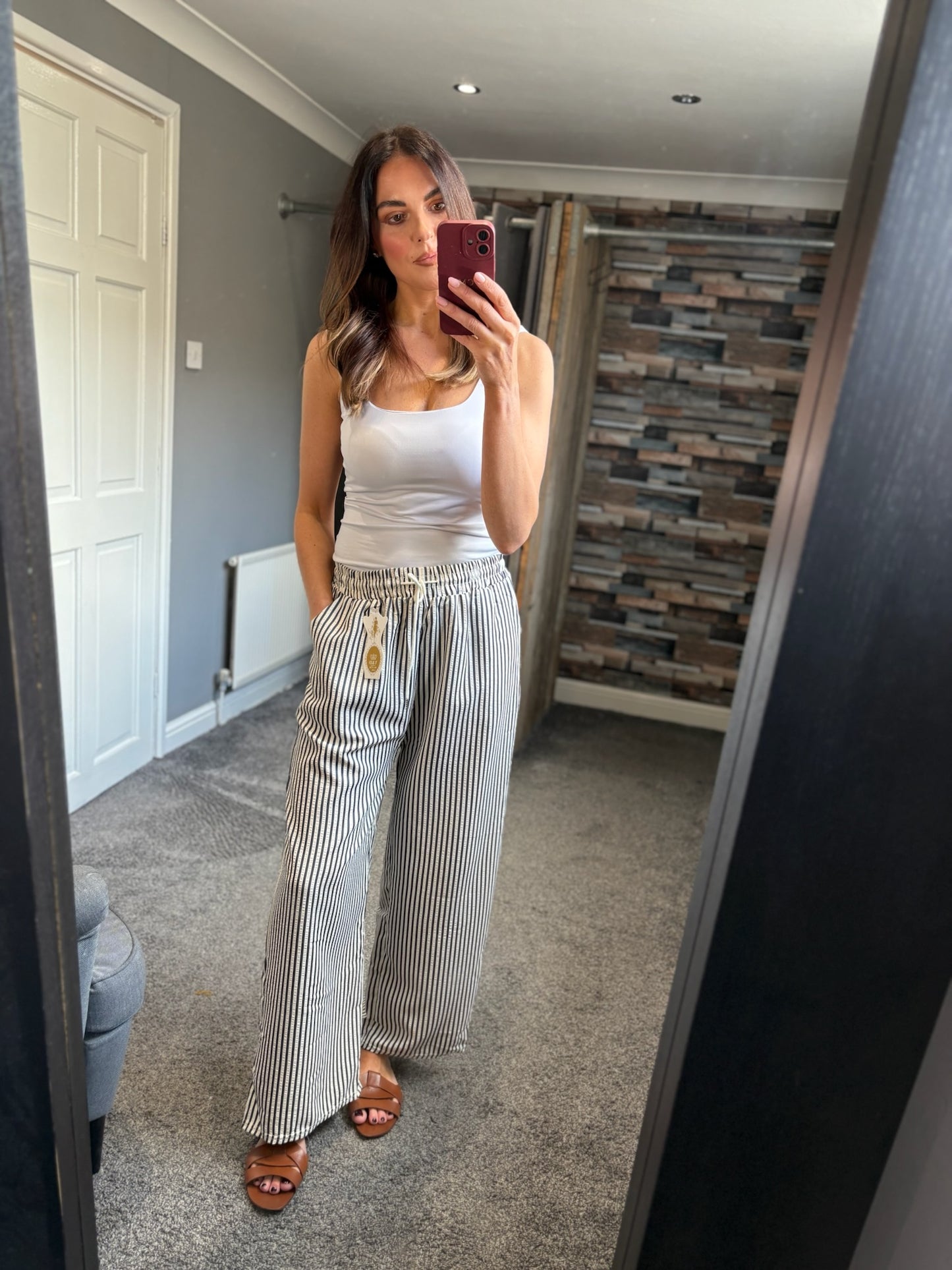 Wide Leg Trousers - Stripe
